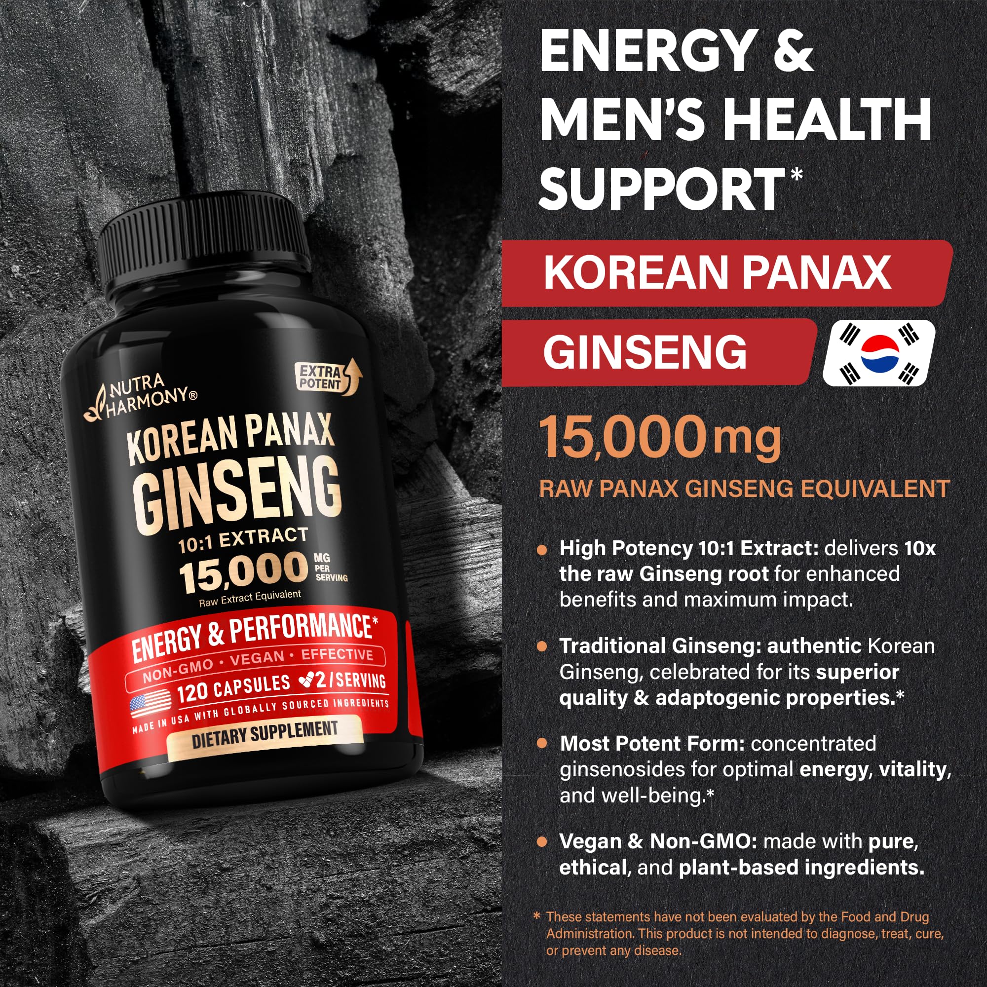 NutraHarmony Panax Ginseng – Capsule quotidienne pour énergie et concentration.