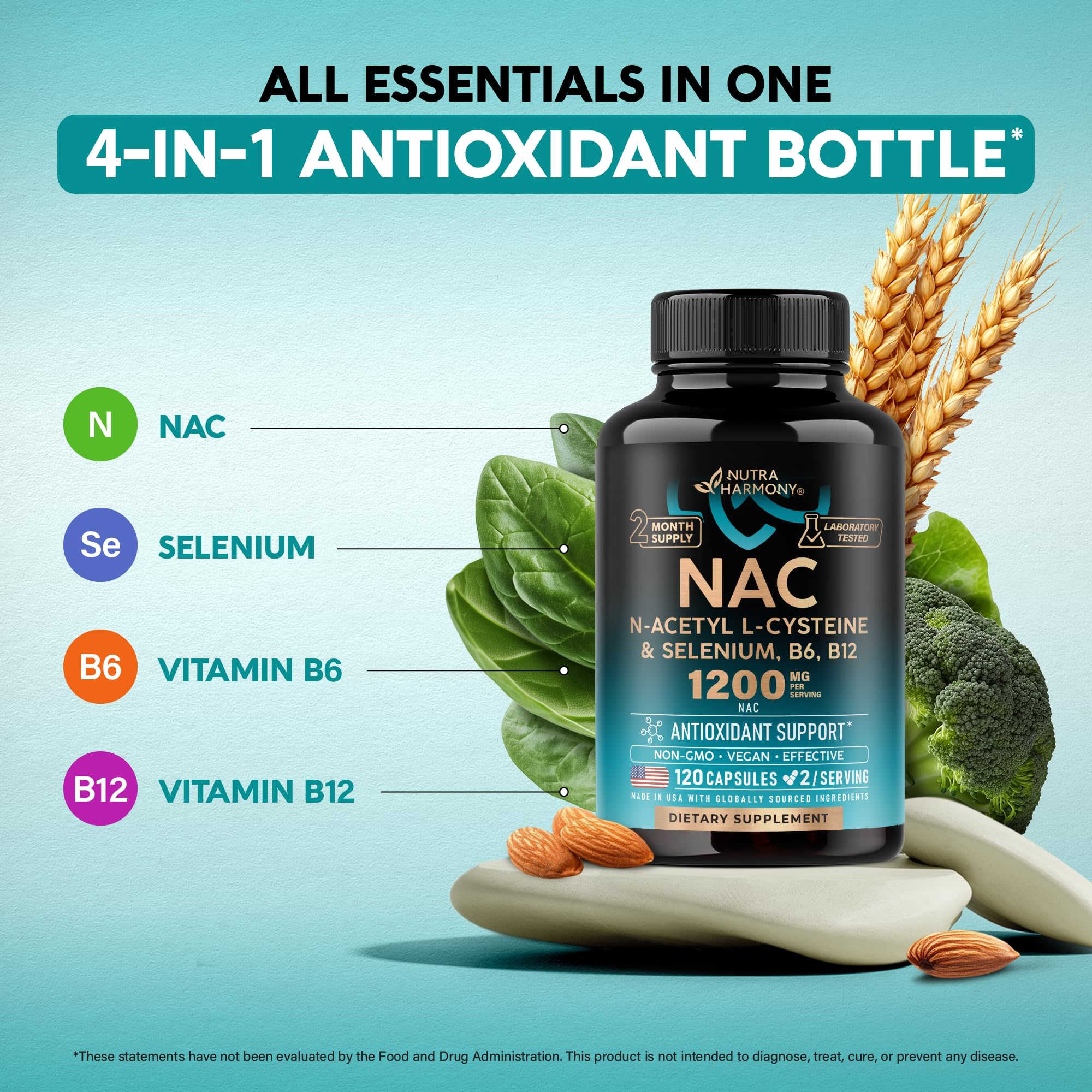 NUTRAHARMONY NAC: bouchon facile à manipuler et capsules faciles à avaler.