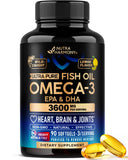 NutraHarmony Omega-3 Poisson 3600 mg – Bouteille pratique pour le soutien quotidien du cœur.