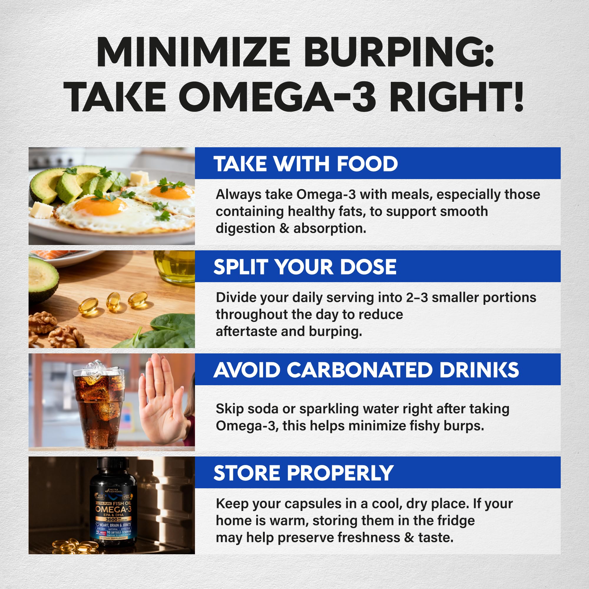 NutraHarmony Omega-3 Poisson 3600 mg – Purifiée sans métaux lourds selon les tests ISO.