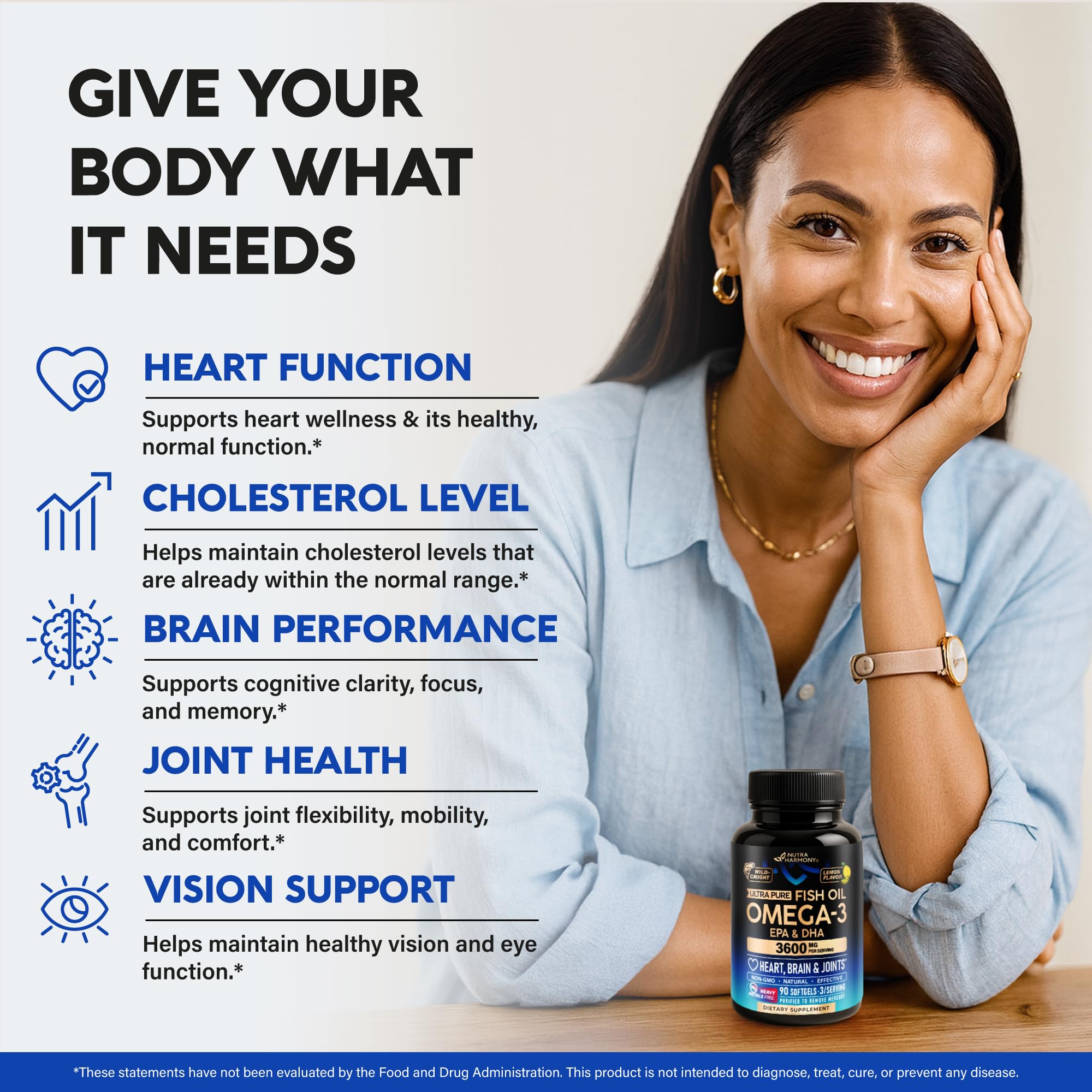 NutraHarmony Omega-3 Poisson 3600 mg – Saveur citron pour un apport plus agréable.