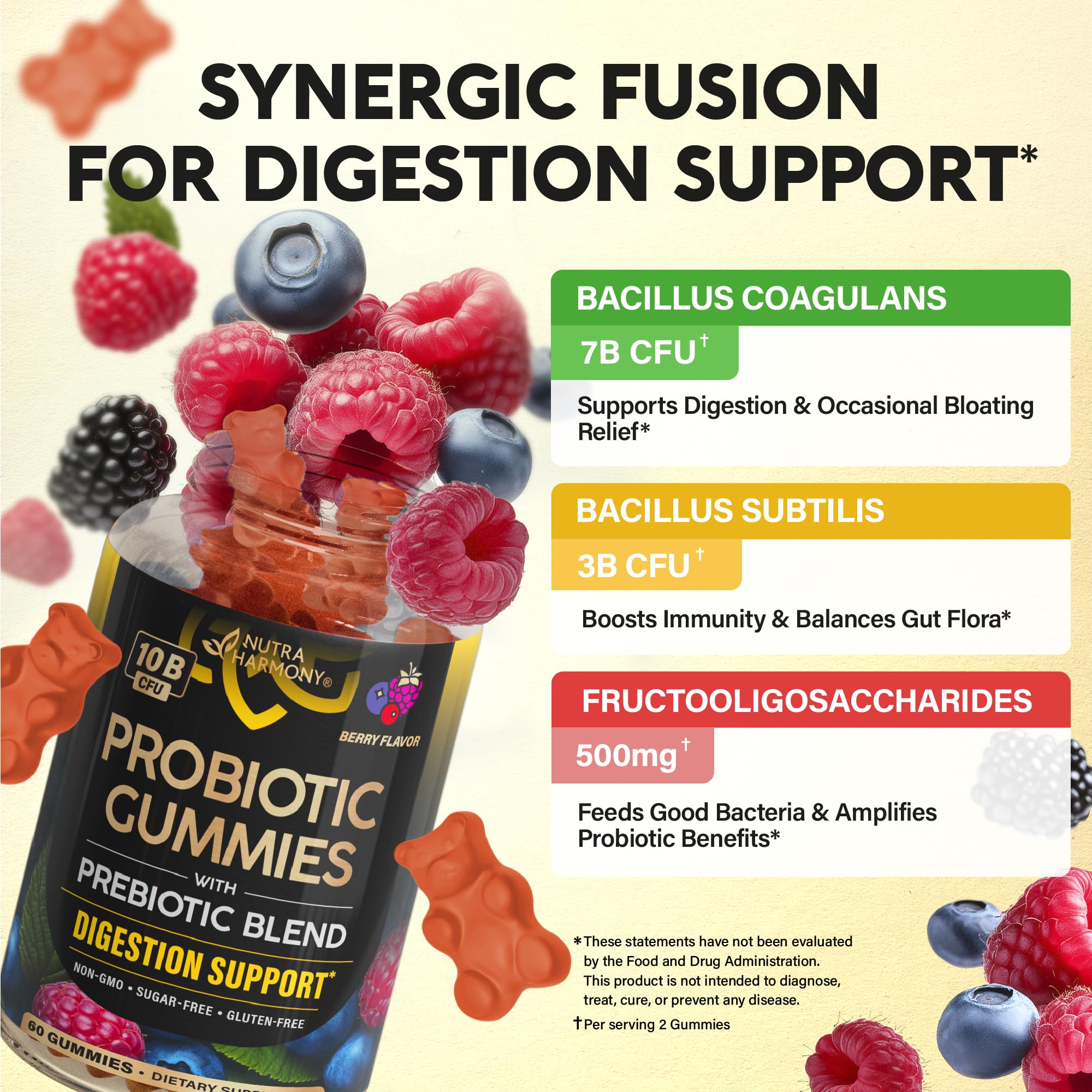 NutraHarmony Probiotiques vegan-sans-gluten, option végétale pour le bien-être digestif.