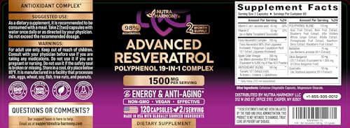 NutraHarmony résveratrol-capsules: soutien énergie et vitalité quotidienne.