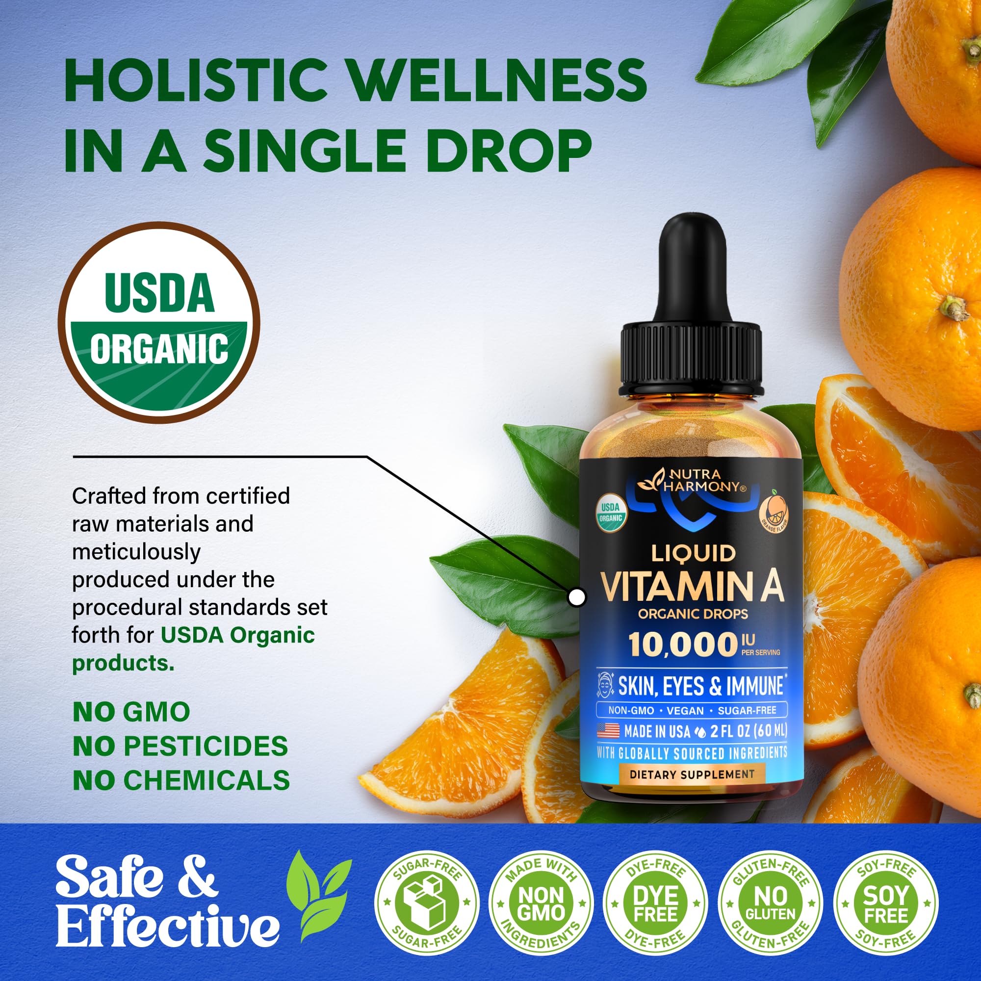 NUTRAHARMONY saveur orange naturelle – dégustation agréable sans sucre ajouté.