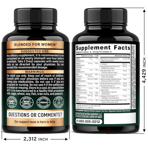NutraHarmony Thyroïde Support : étiquette montrant les nutriments essentiels.