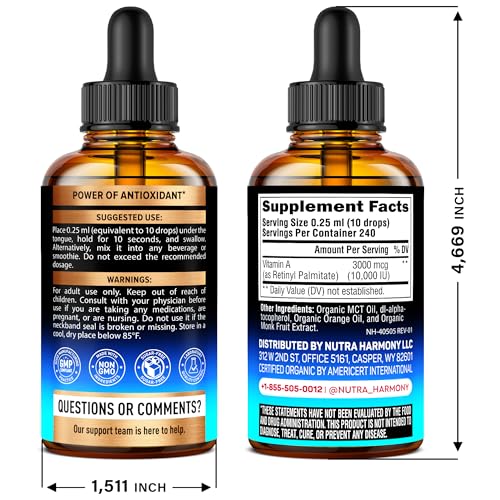 NUTRAHARMONY gouttes vitamine A absorption MCT huile – biodisponibilité améliorée.