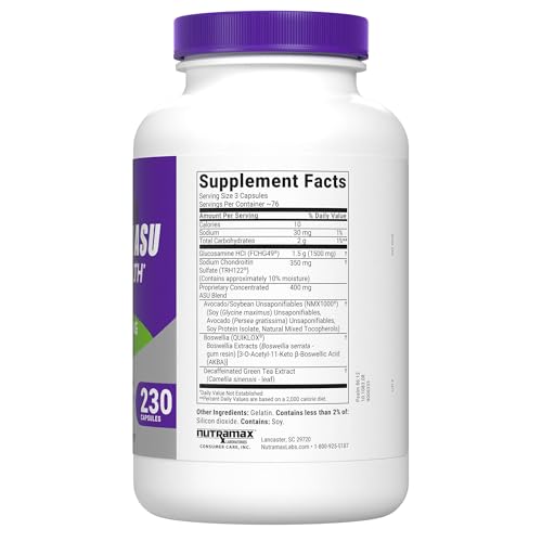 Cosamin ASU Nutramax: bouteille fermée et prête à transporter