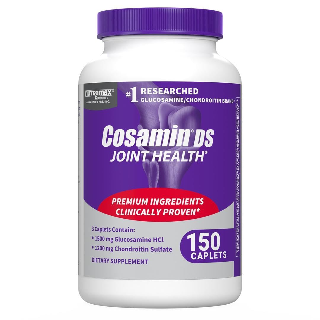 Cosamin DS de Nutramax sur l’étiquette des capsules, soutien potentiel à la mobilité articulaire.