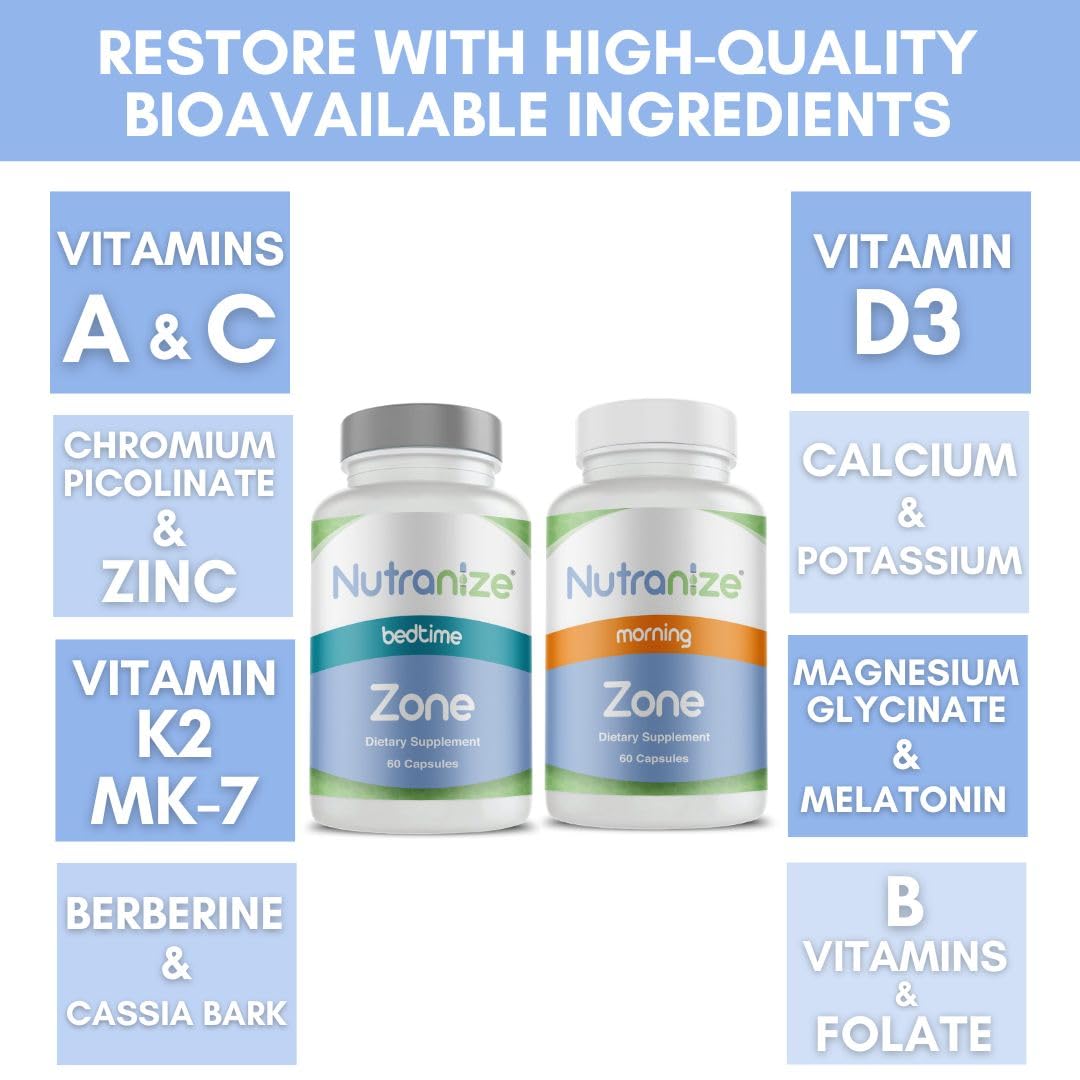 Nutranize Zone: magnésium chelaté et mélatonine pour repos profond.