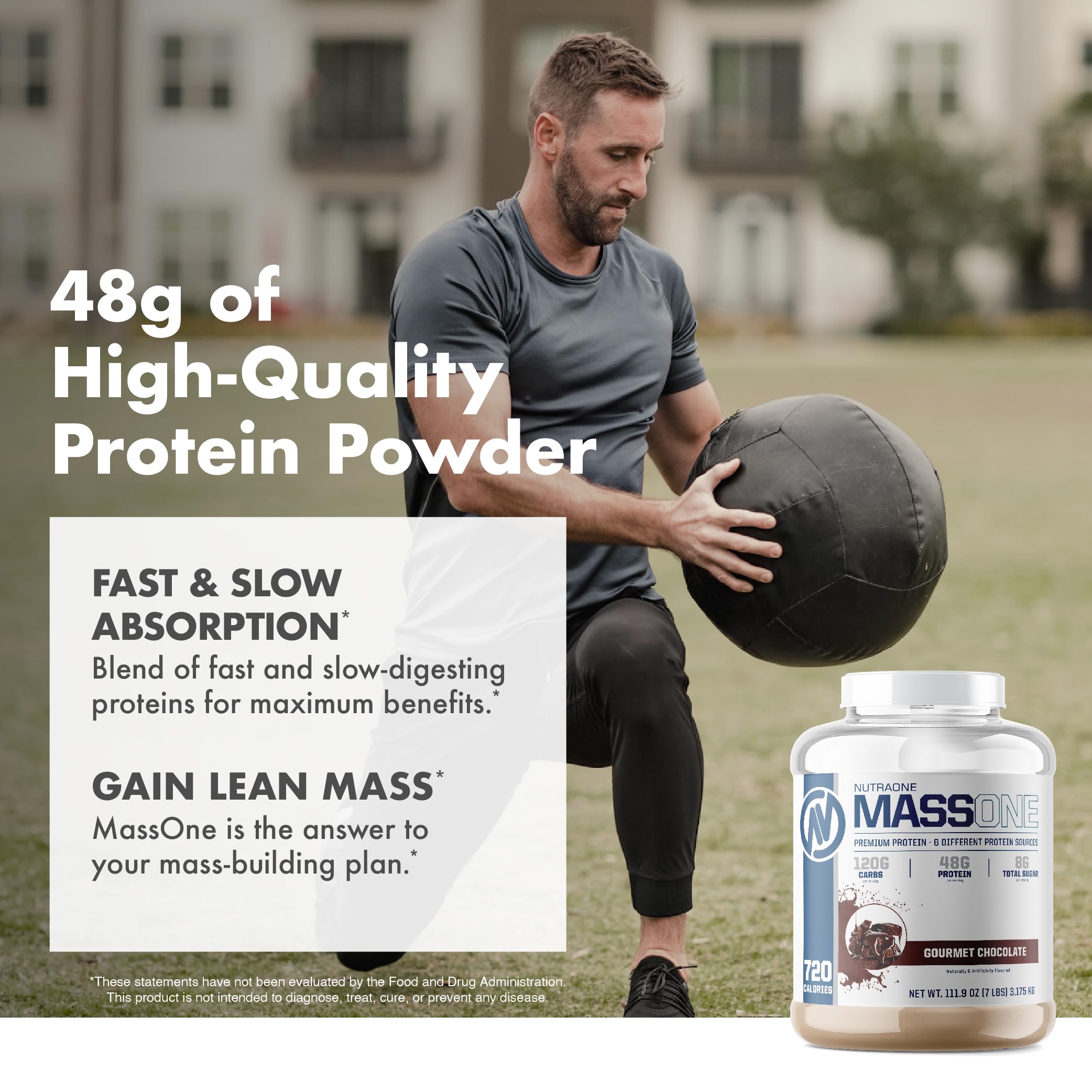 NutraOne Massone Gainer: bouteille prête pour shake rapide en déplacement.