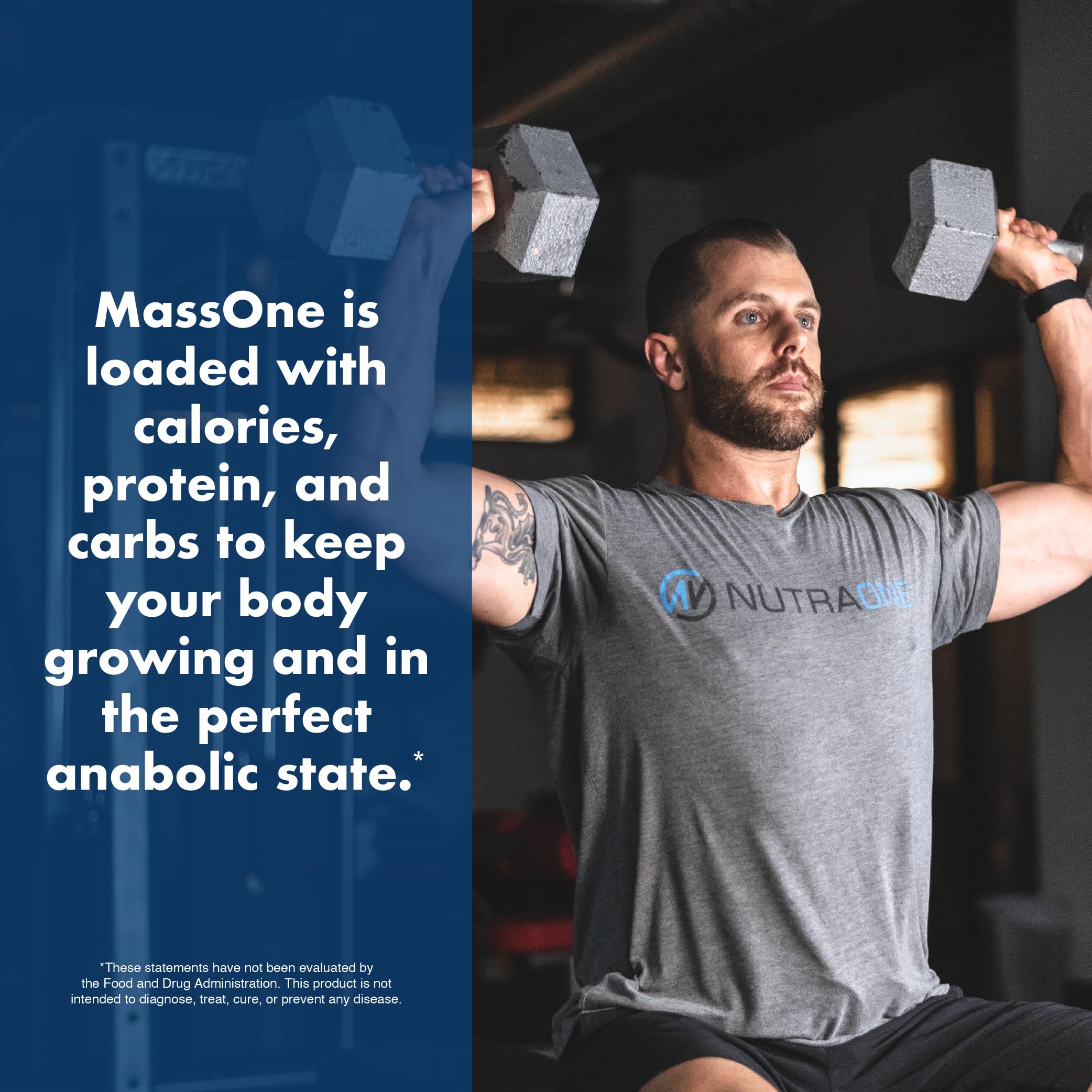 NutraOne Massone Gainer: préparation rapide et goût chocolat gourmet.