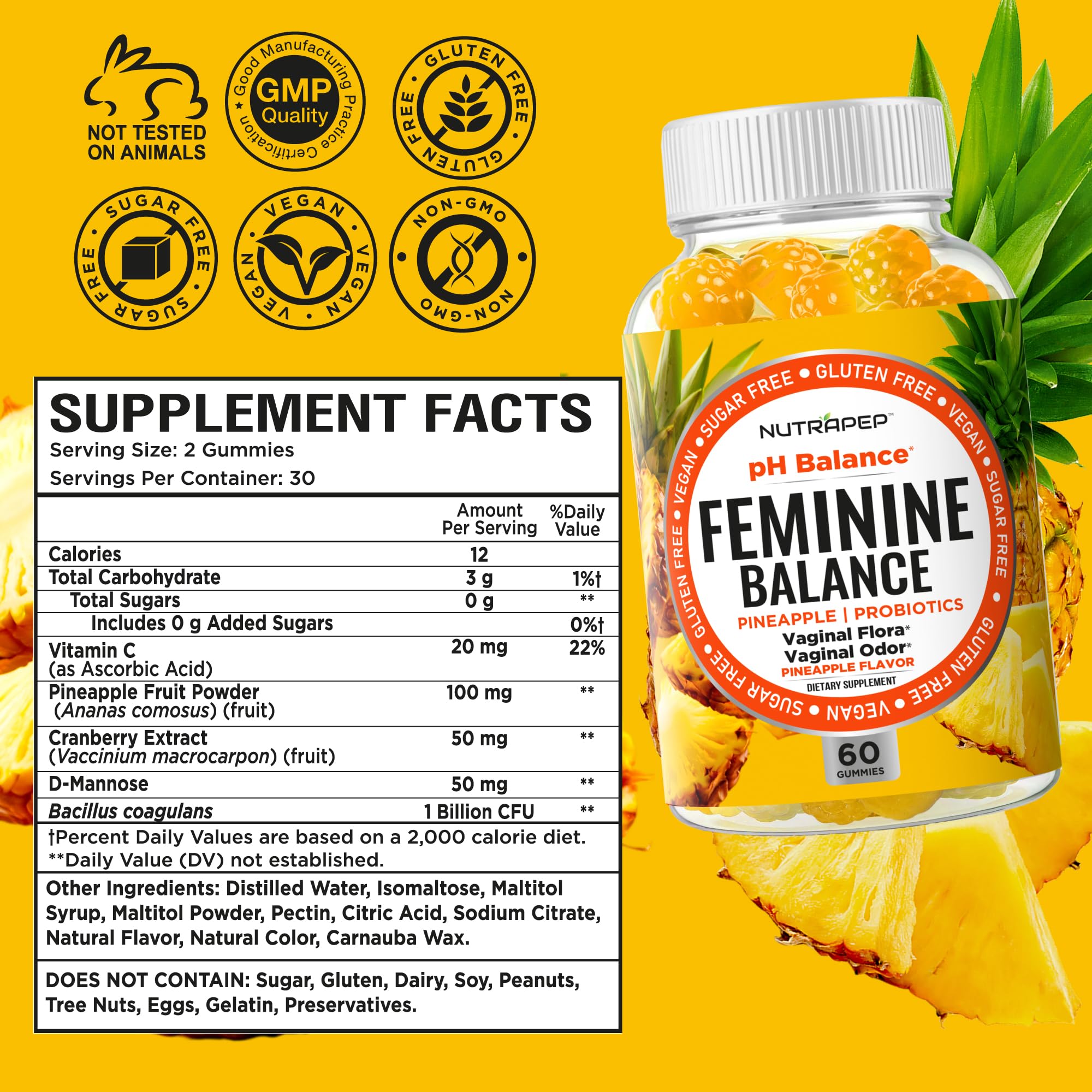 Gummies NutraPep sans sucre, véganes et sans gluten, adaptées à divers régimes.