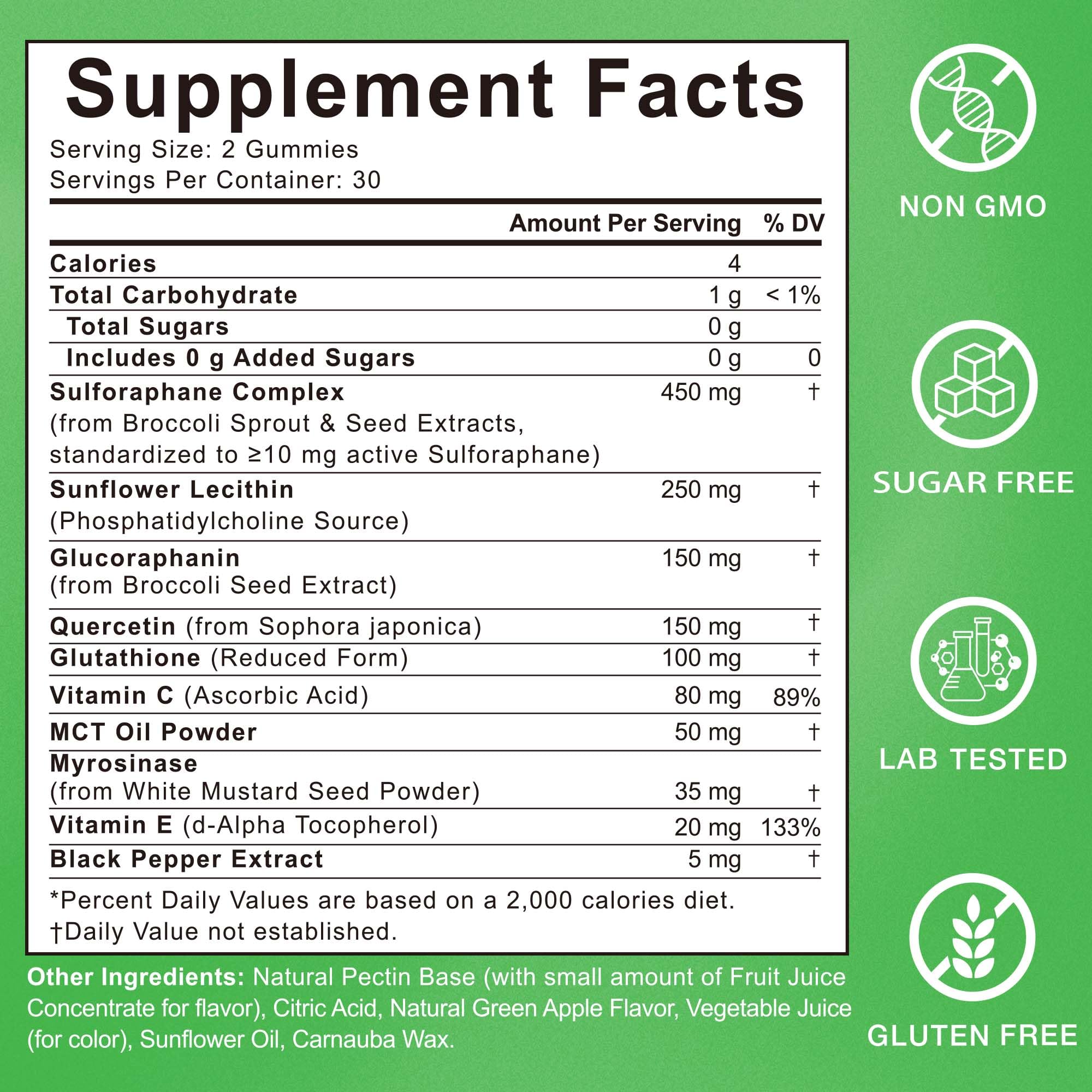 nutrataste gommes extraits brocoli, goût doux et soutien antioxydant