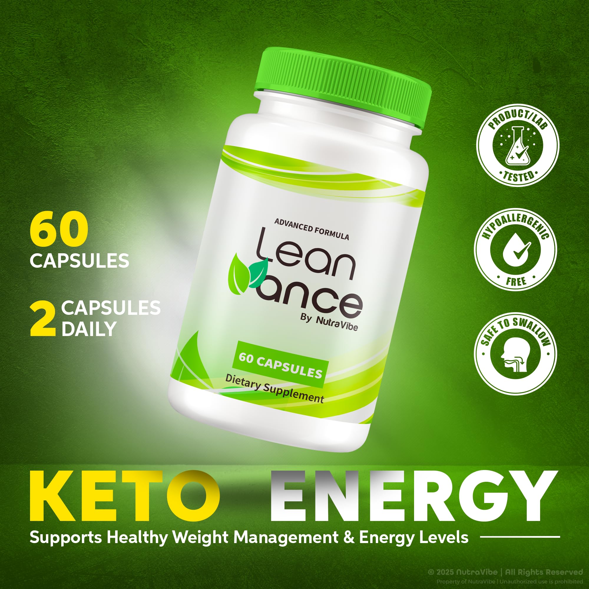 NutraVibe LeanVance, etiquette naturelle lisible et claire