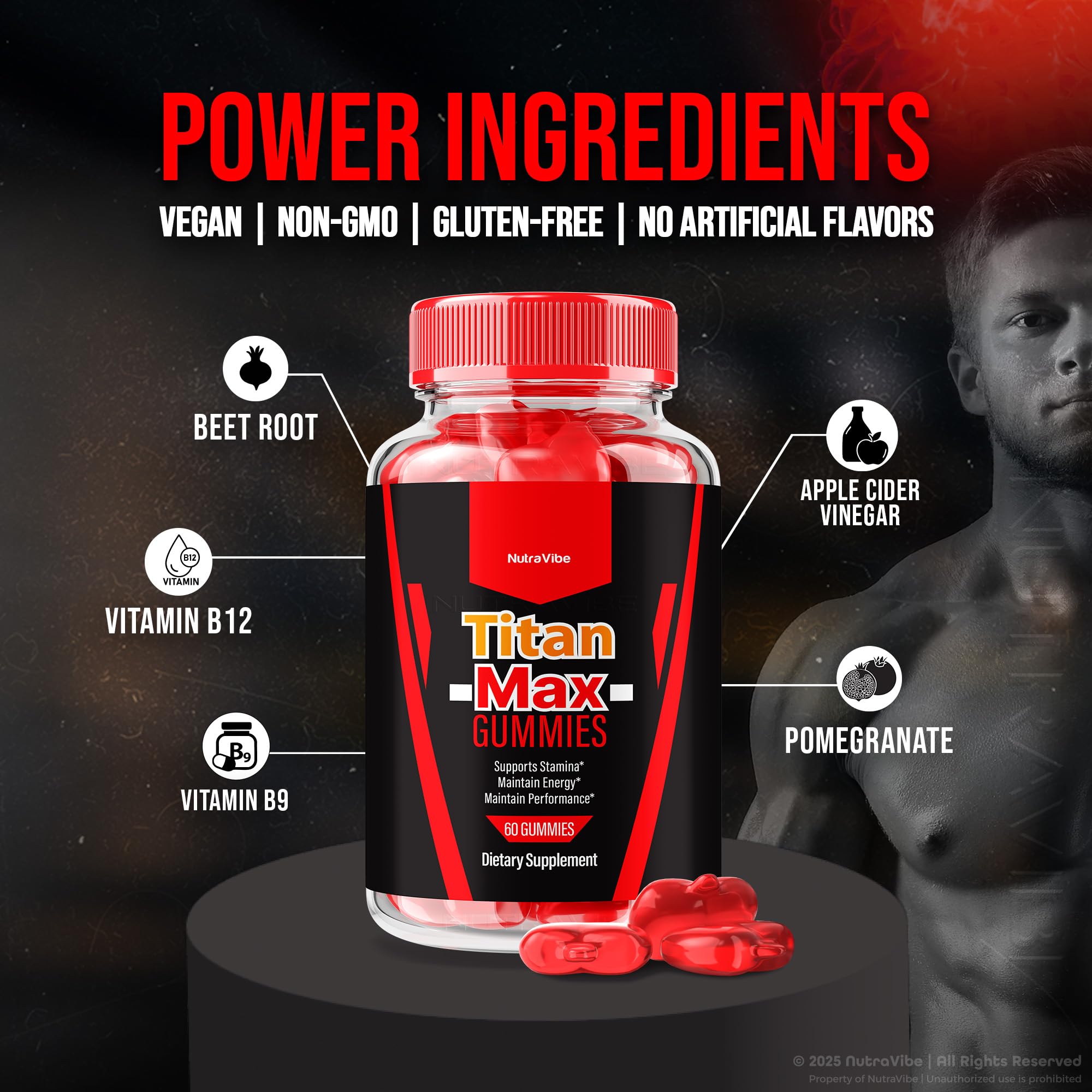 NutraVibe Titan Max gommes texture et arôme fruité agréable