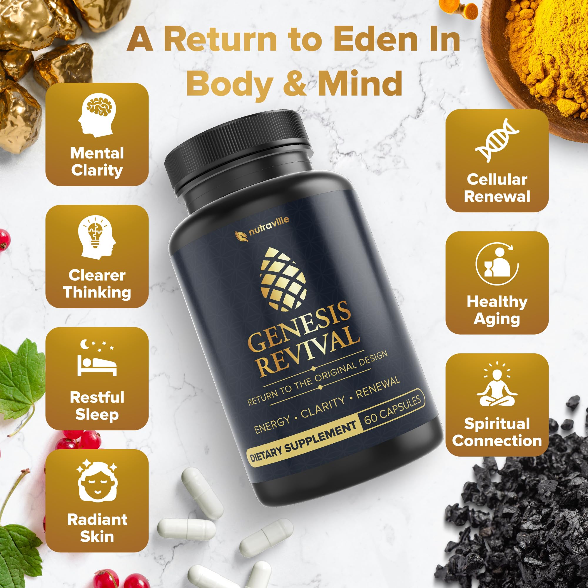Nutraville Genesis Revival – emballage ouvert, accès rapide au produit et préparation simple.