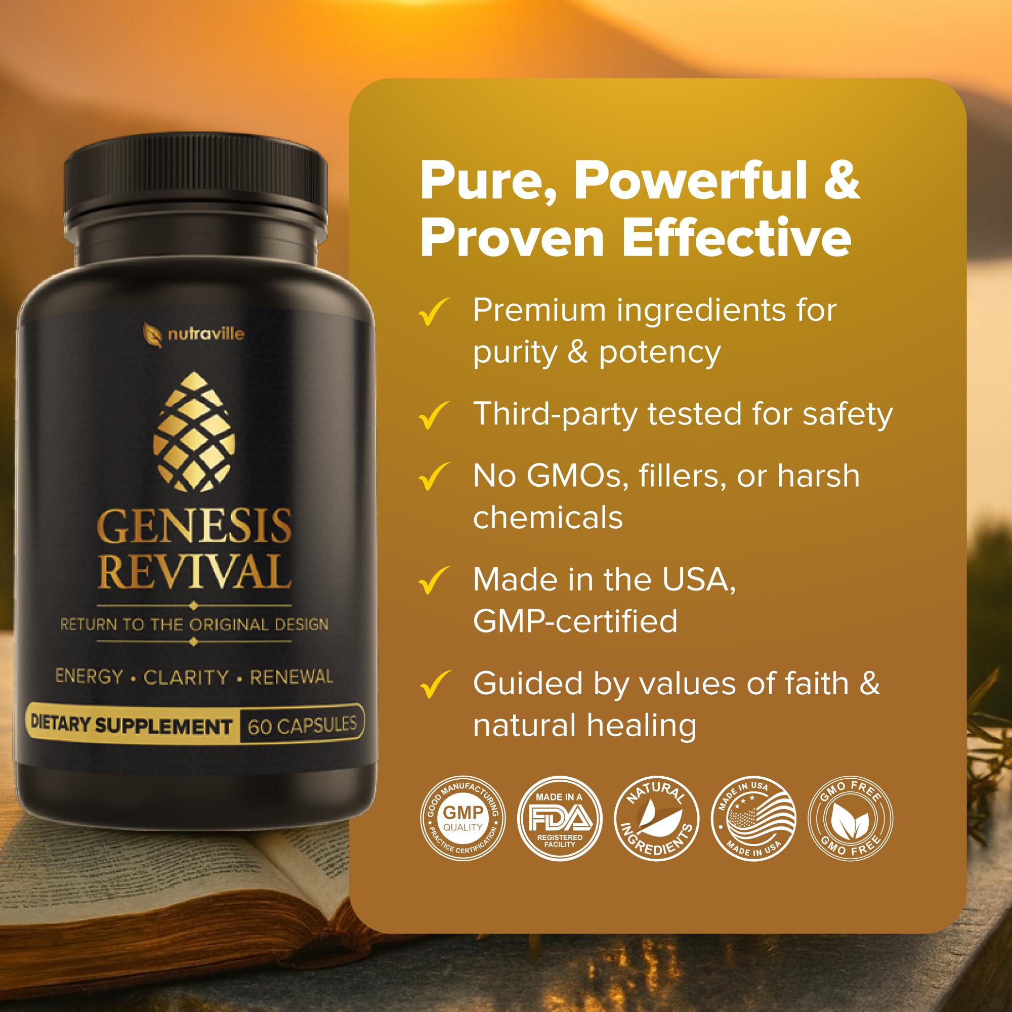 Nutraville Genesis Revival – logo visible, confiance et authenticité de la marque.