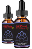 Nutraville Pineal Guard X gouttes près d'un verre, éveil potentiel du troisième œil