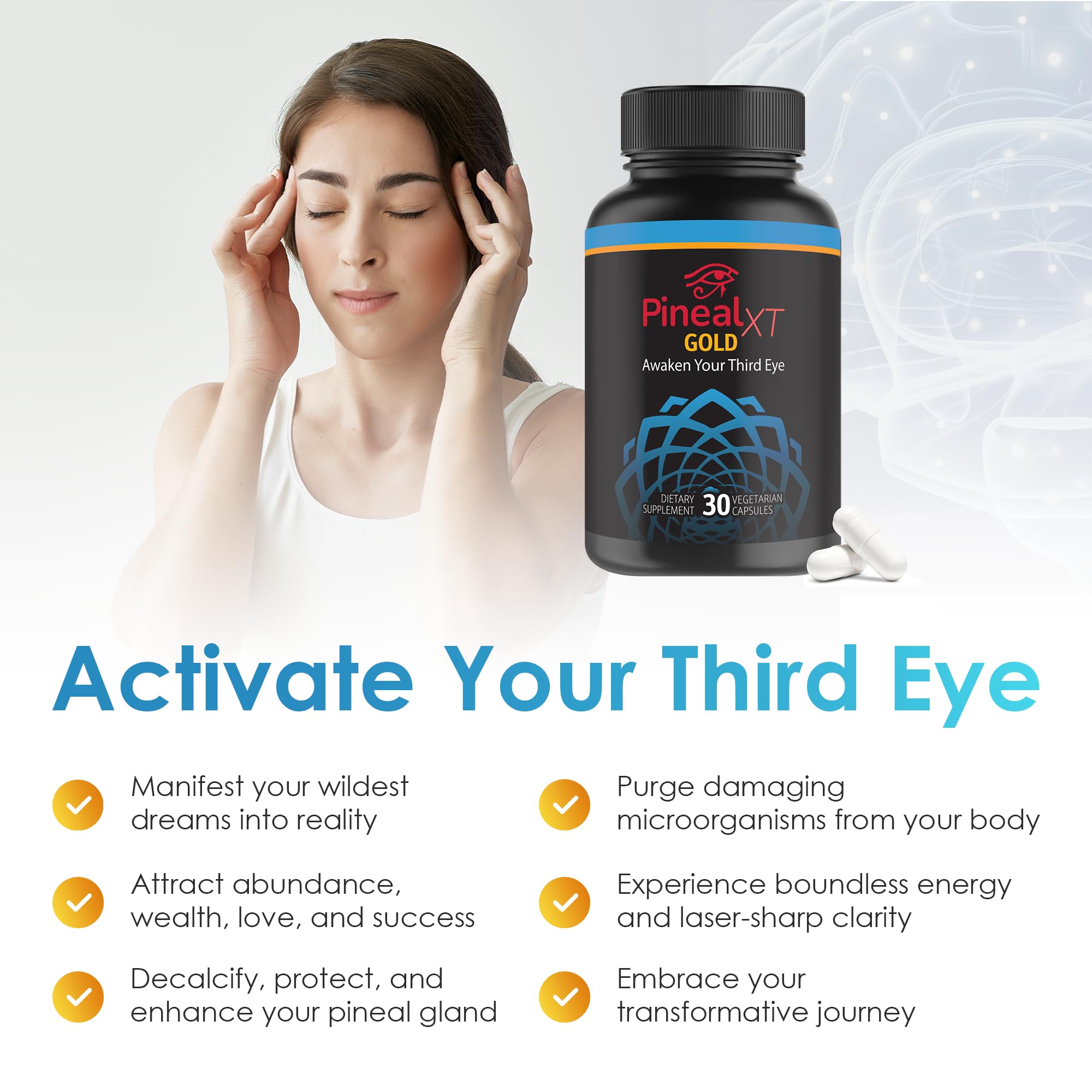 Nutraville Pineal XT Gold – Emballage soigné, facilité de rangement et utilisation répétée.