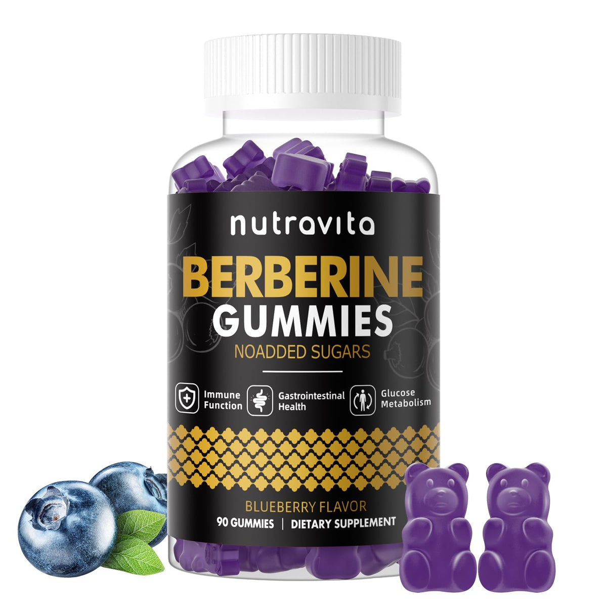 Nutravita Berberine gommes paquet, format pratique pour routine quotidienne