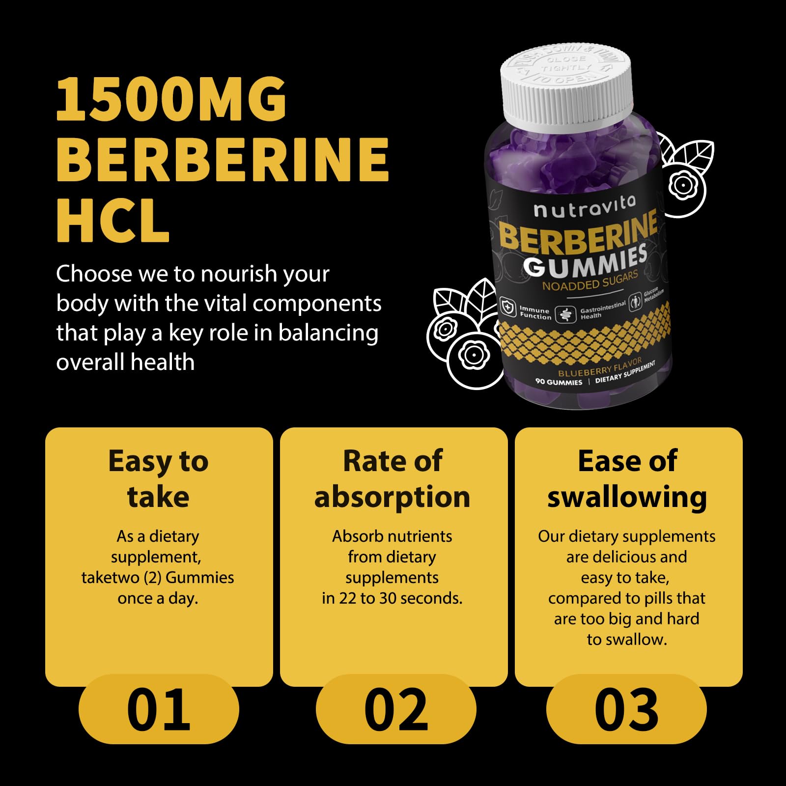 Nutravita Berberine gommes sans sucre, option gourmande