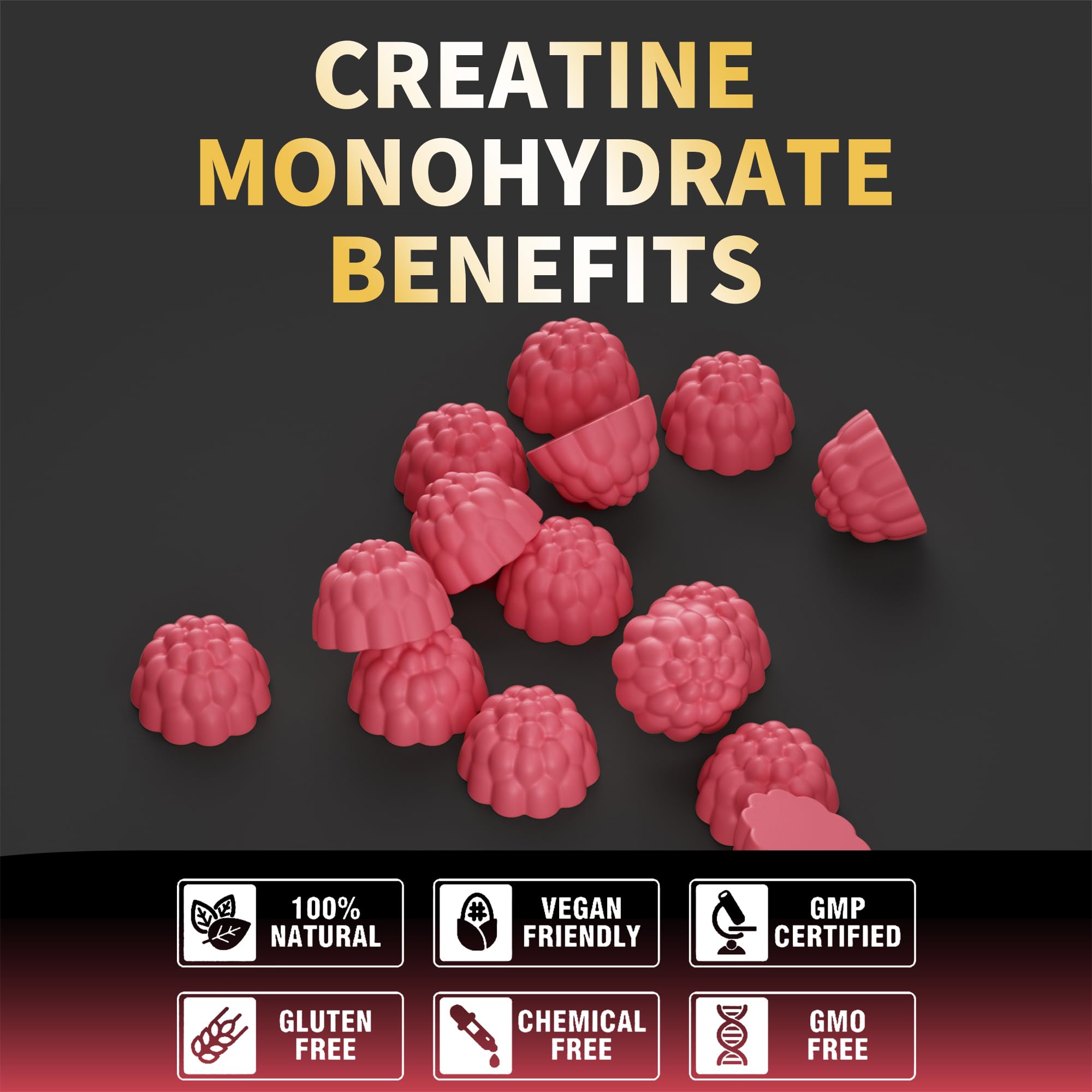 Nutravita Créatine Monohydrate Gummies, option végan, sans gélatine, choix éthique.