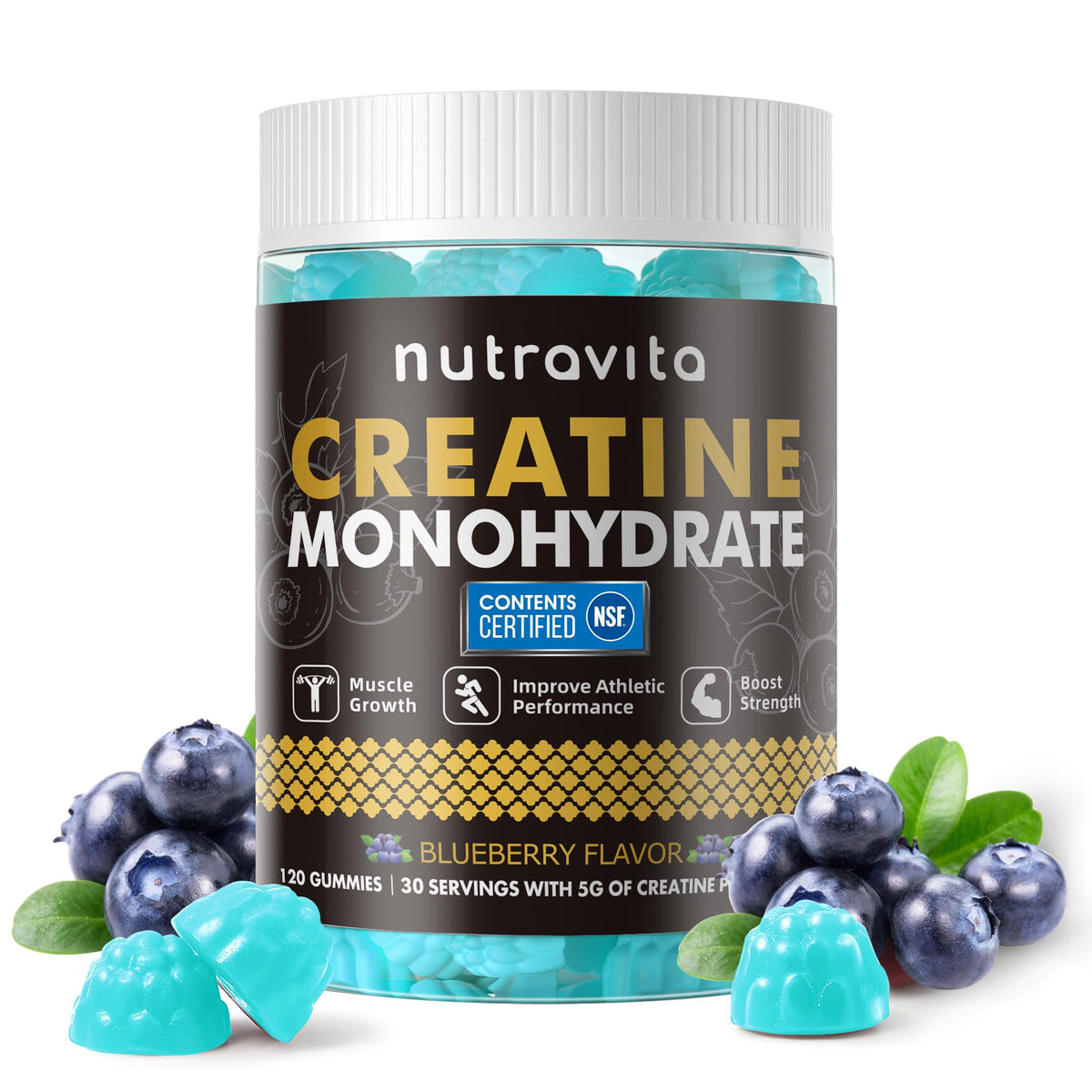 Gomme Nutravita Creatine en bouteille prête à l’entraînement