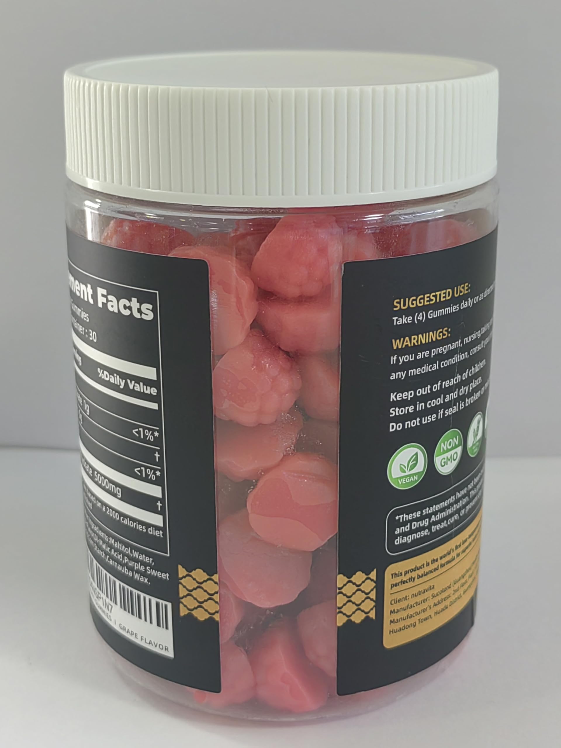 Nutravita gommes créatine monohydrate, contenant 120 gommes pour long usage.