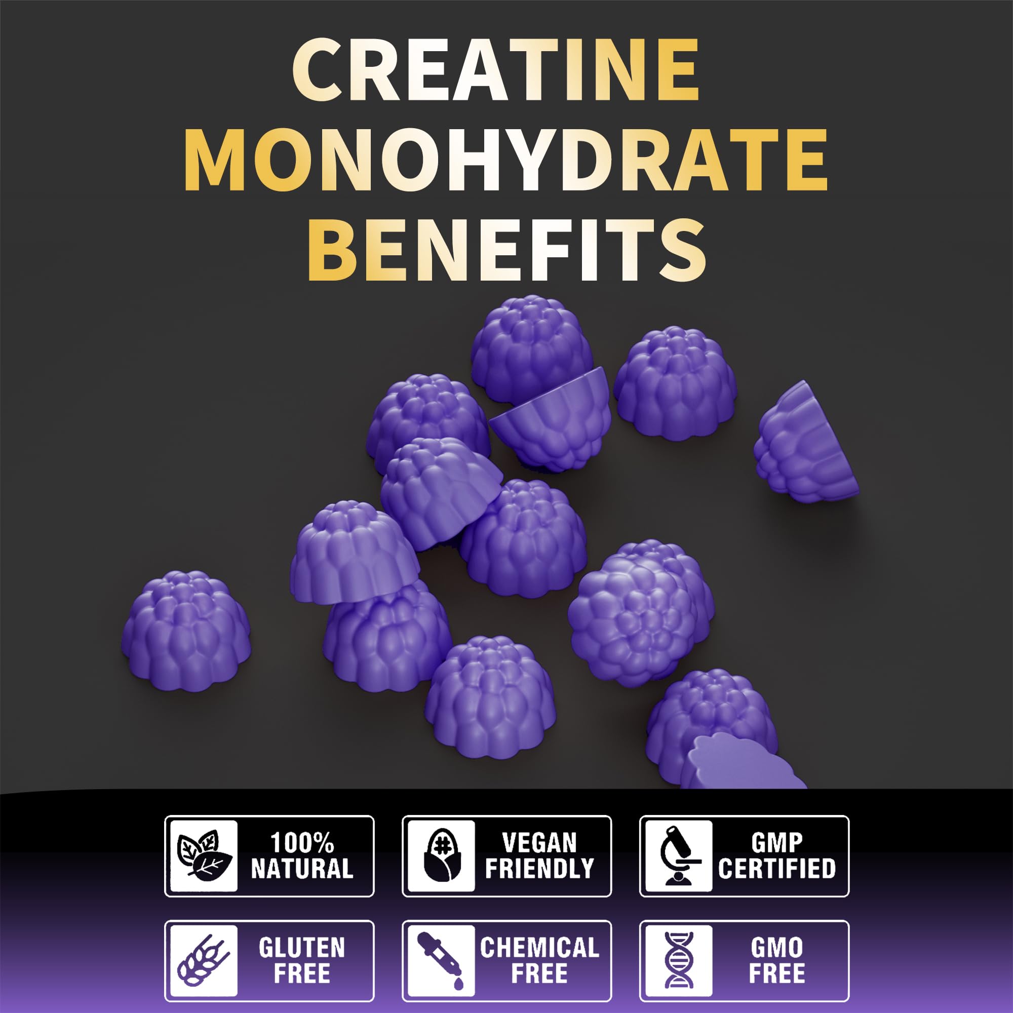 Nutravita gommes créatine monohydrate sans sucre, saveur raisin.