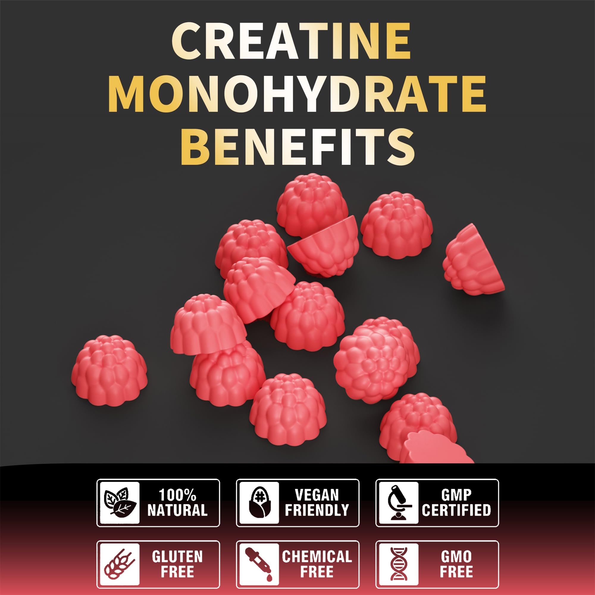 Nutravita gommes créatine-monohydrate, utilisation quotidienne sans sucre ajouté