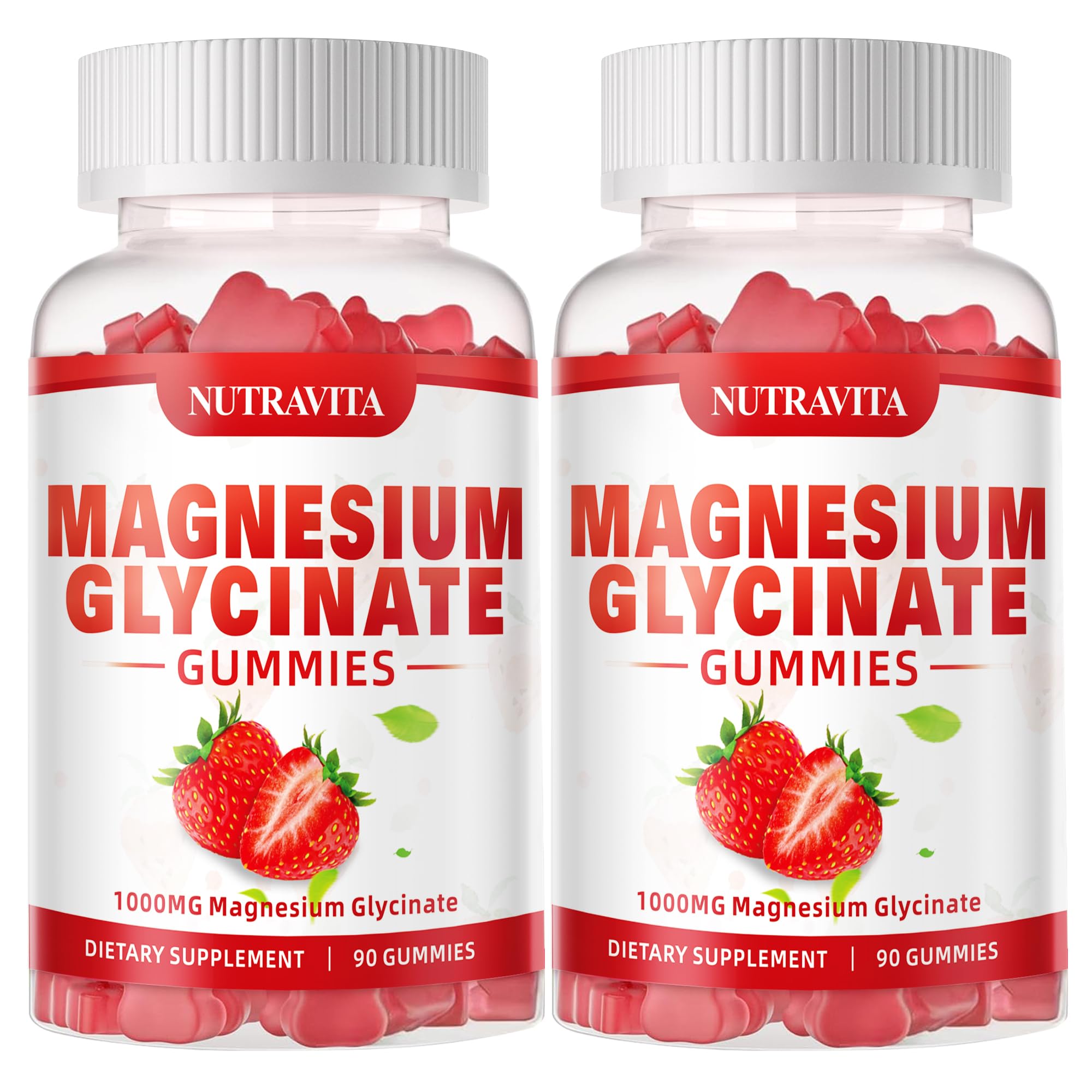 Gomme Nutravita magnésium glycinate 1000mg framboise – prise pratique et goût fruité.