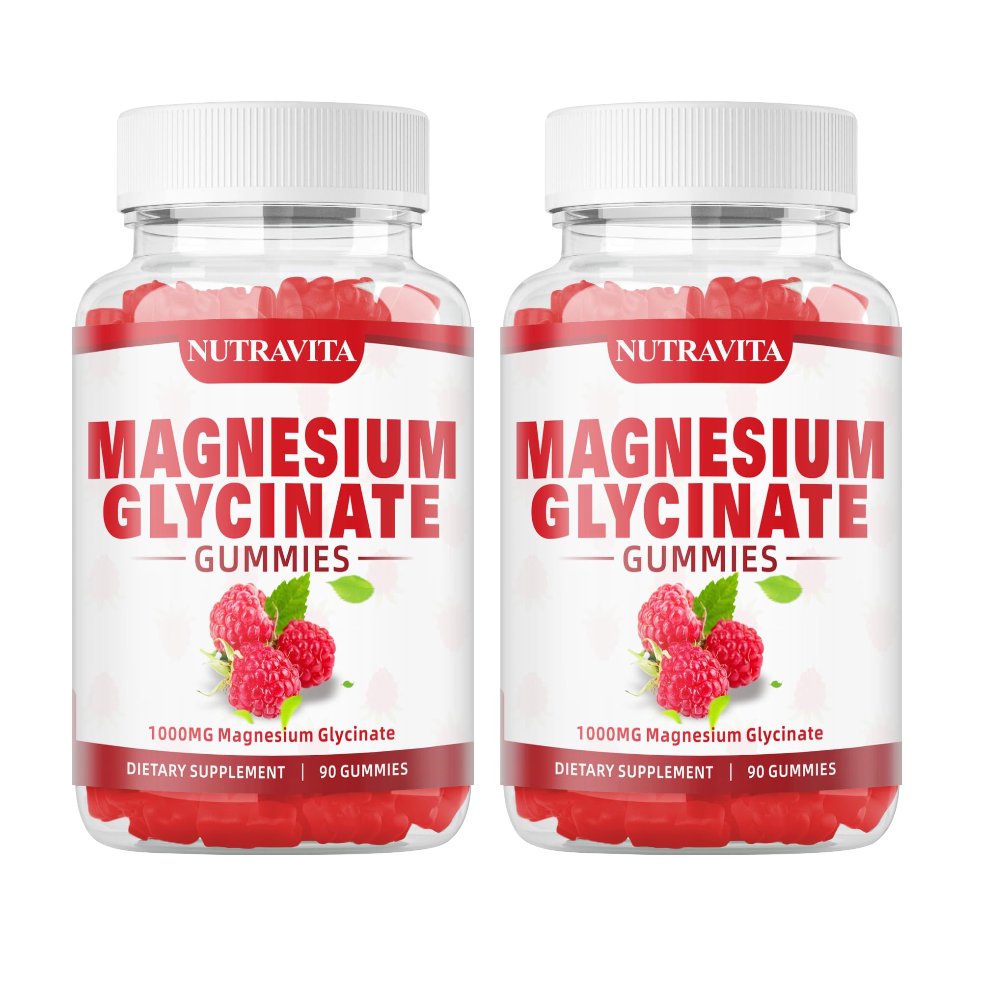 Nutravita Gummies Magnésium Glycinate, bouteille rouge, soutien potentiel du sommeil