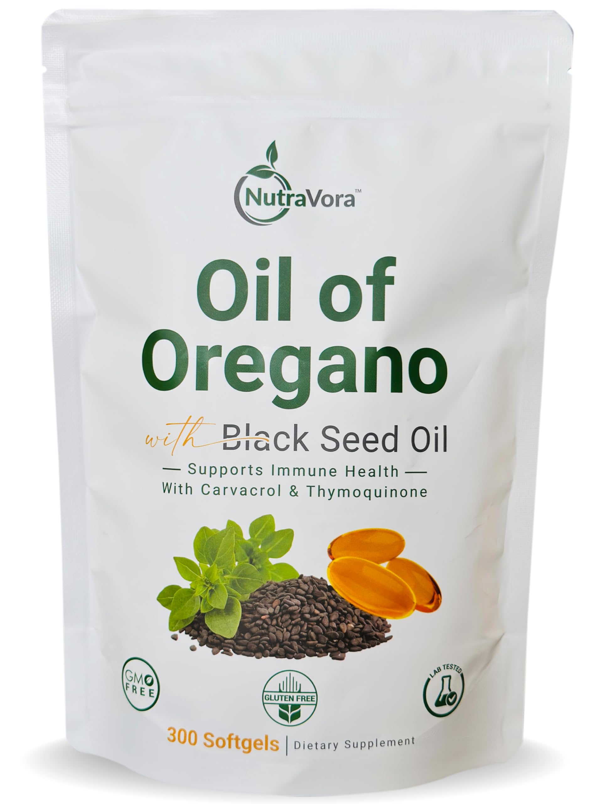 NutraVora capsules huile d’origan et nigelle, emballage compact pour voyage.