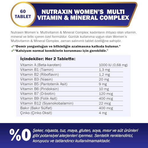 Nutraxin Multivitamines Femmes - Tablettes: 14 vitamines essentielles pour le soutien nutritionnel.