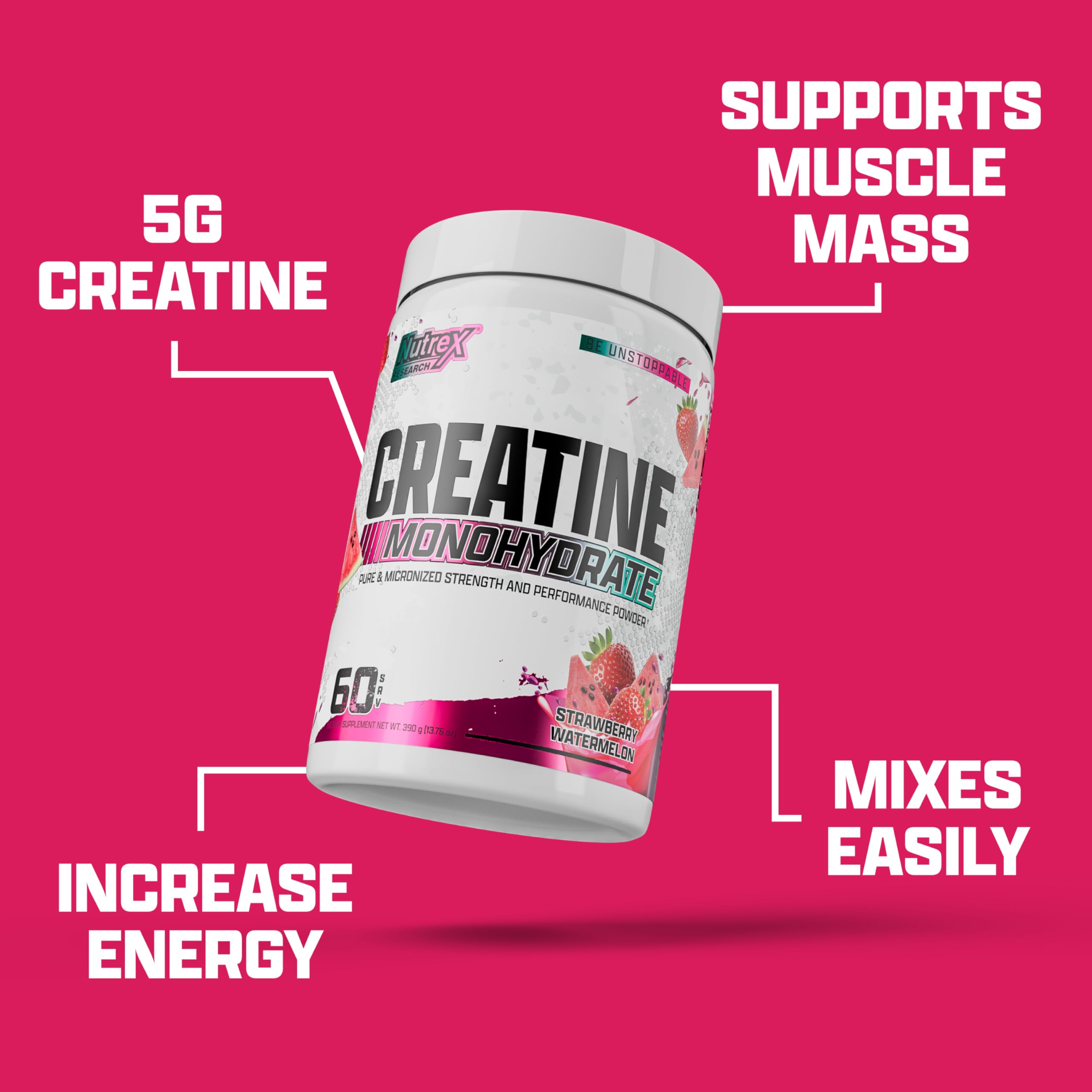 Nutrex Research poudre de créatine, mélange facile, dissolution rapide lors de l'entraînement.