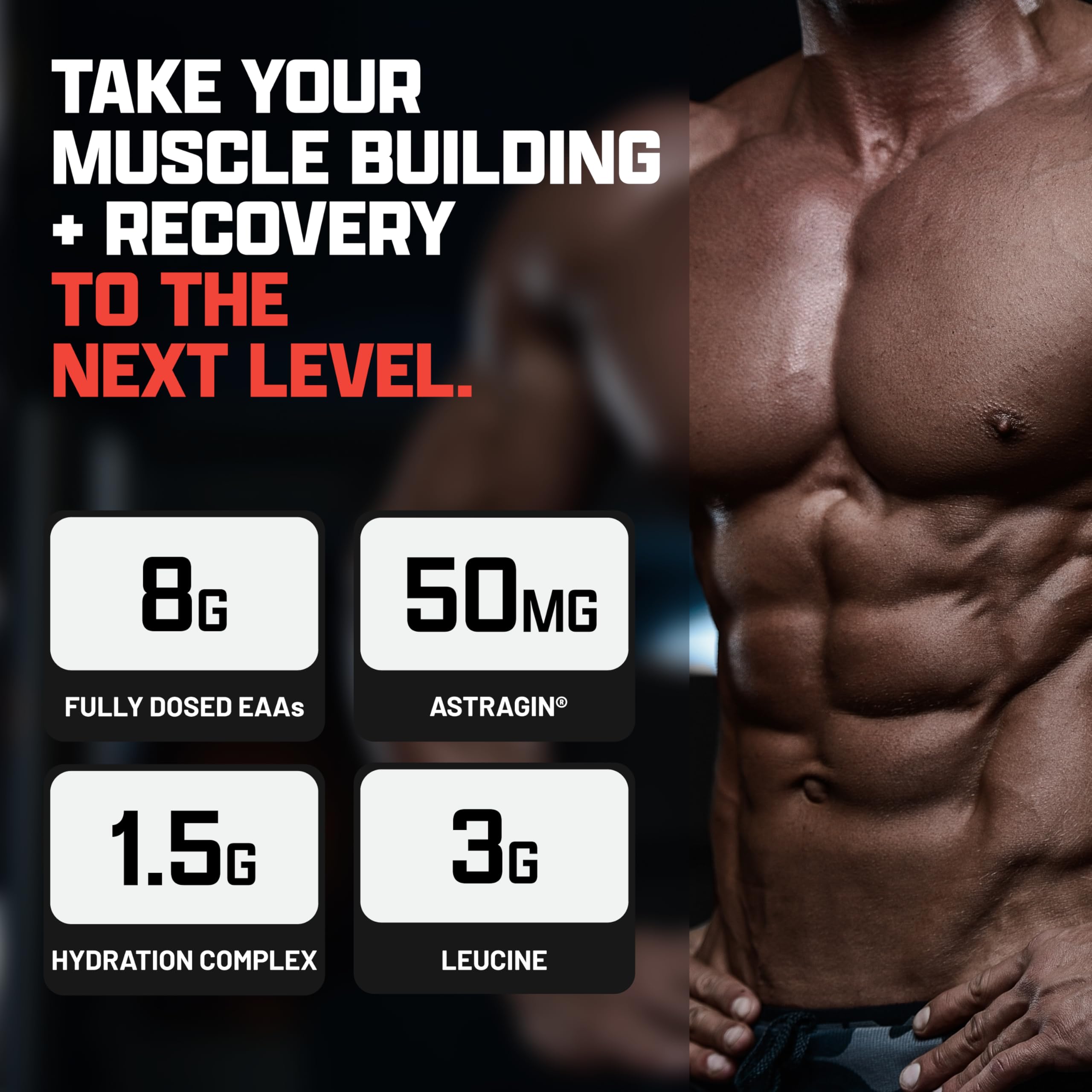 Nutrex EAA Hydration, mélange dans l'eau, goût frais.