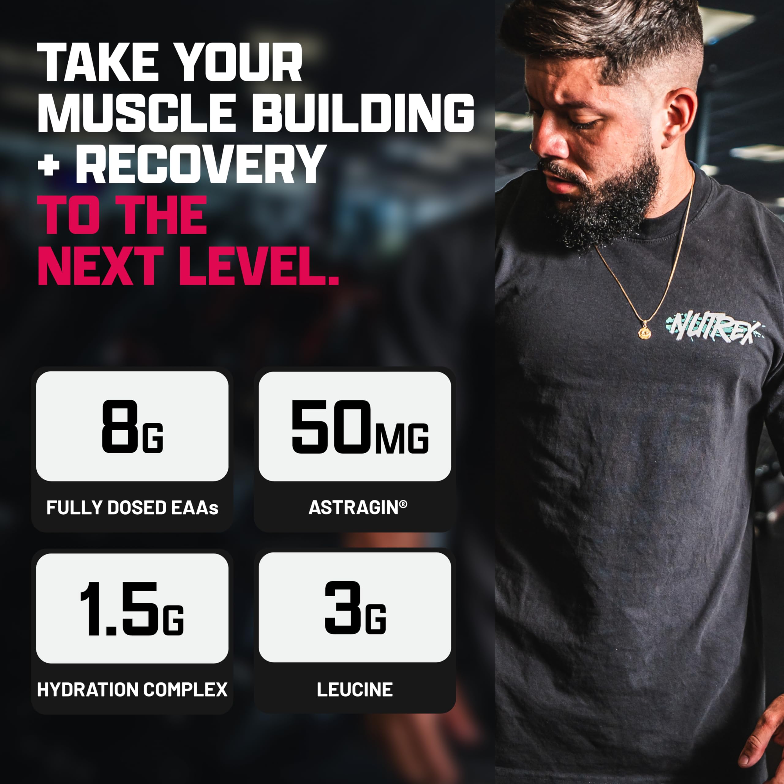 Nutrex Research EAA Hydration préparation eau Fruit Punch, préparation fraîche après l’effort