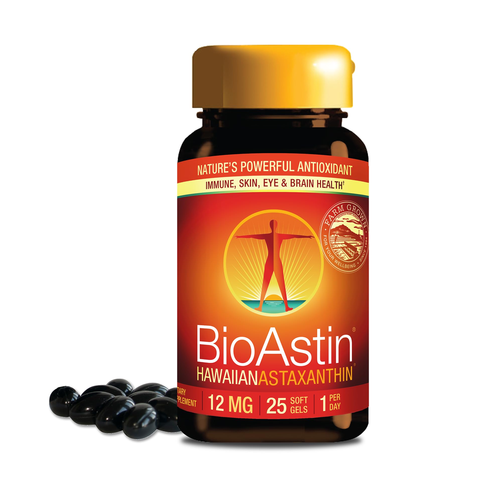 Nutrex Hawaii BioAstin: bouteille de softgels, antioxydant naturel pour le quotidien.