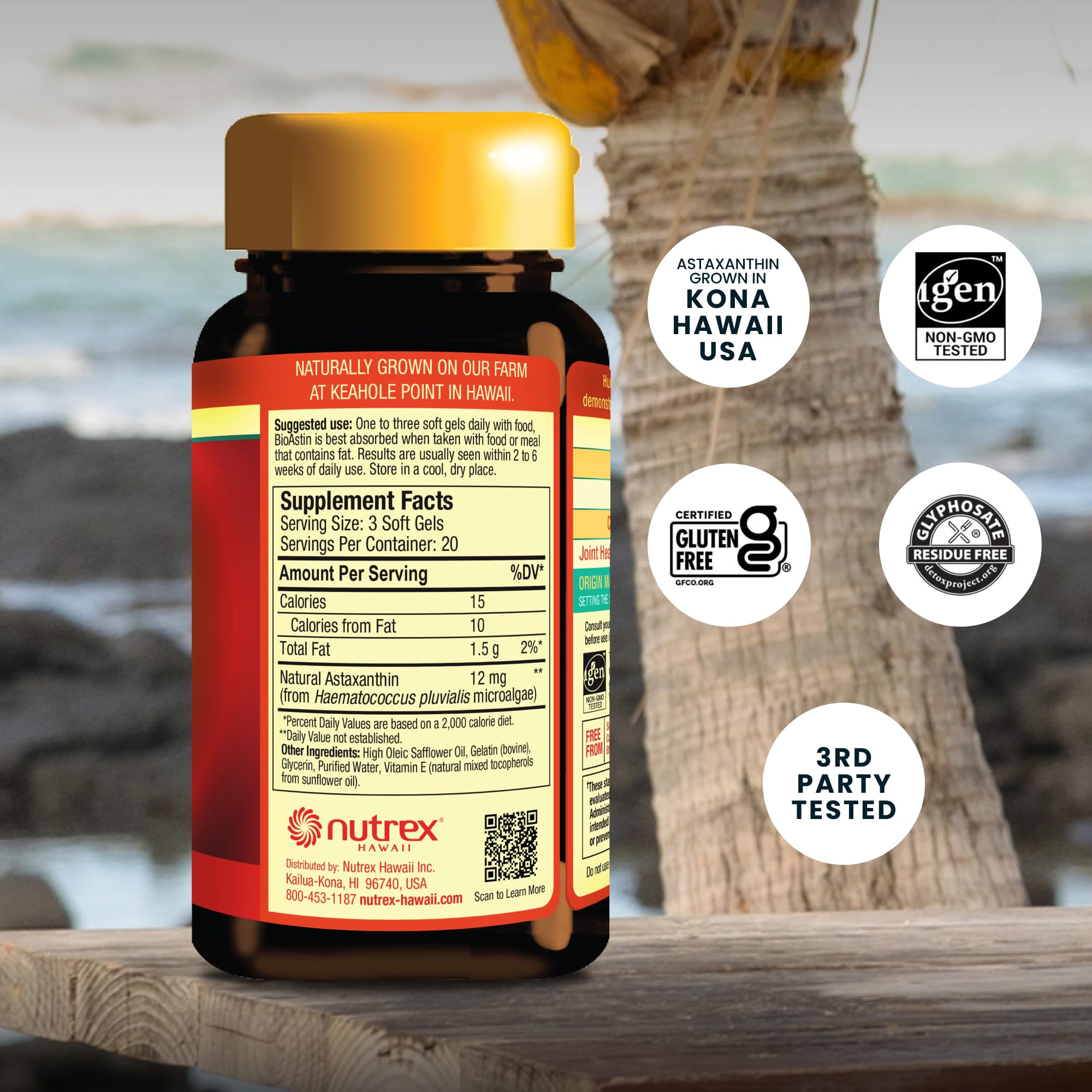 Nutrex Hawaii BioAstin, gélules molles faciles à avaler au quotidien.