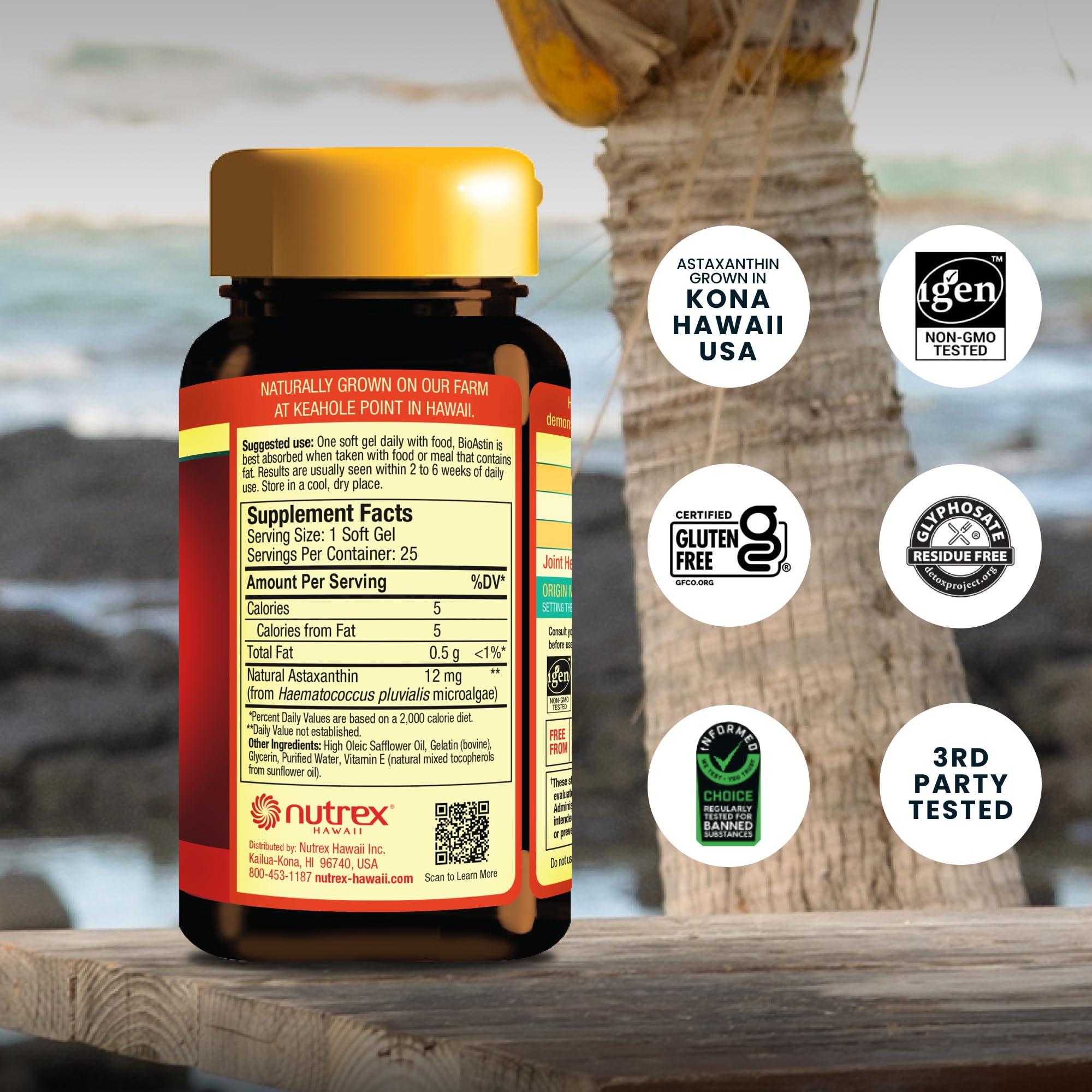BioAstin: gélules 12 mg faciles à prendre pour les yeux et la peau.
