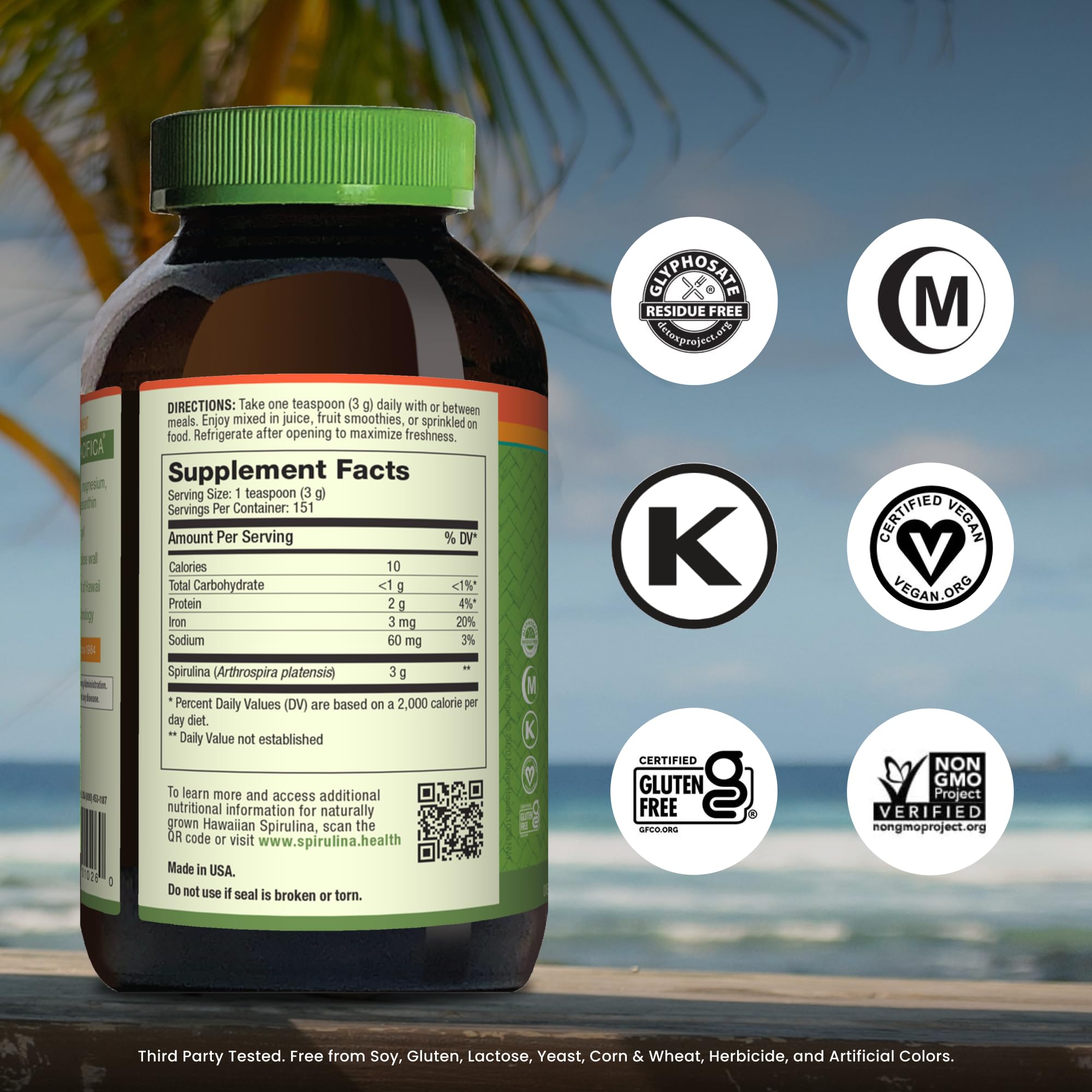 Nutrex Hawaii Poudre Spiruline Hawaienne dosage cuillere permet un dosage precis dans les boissons