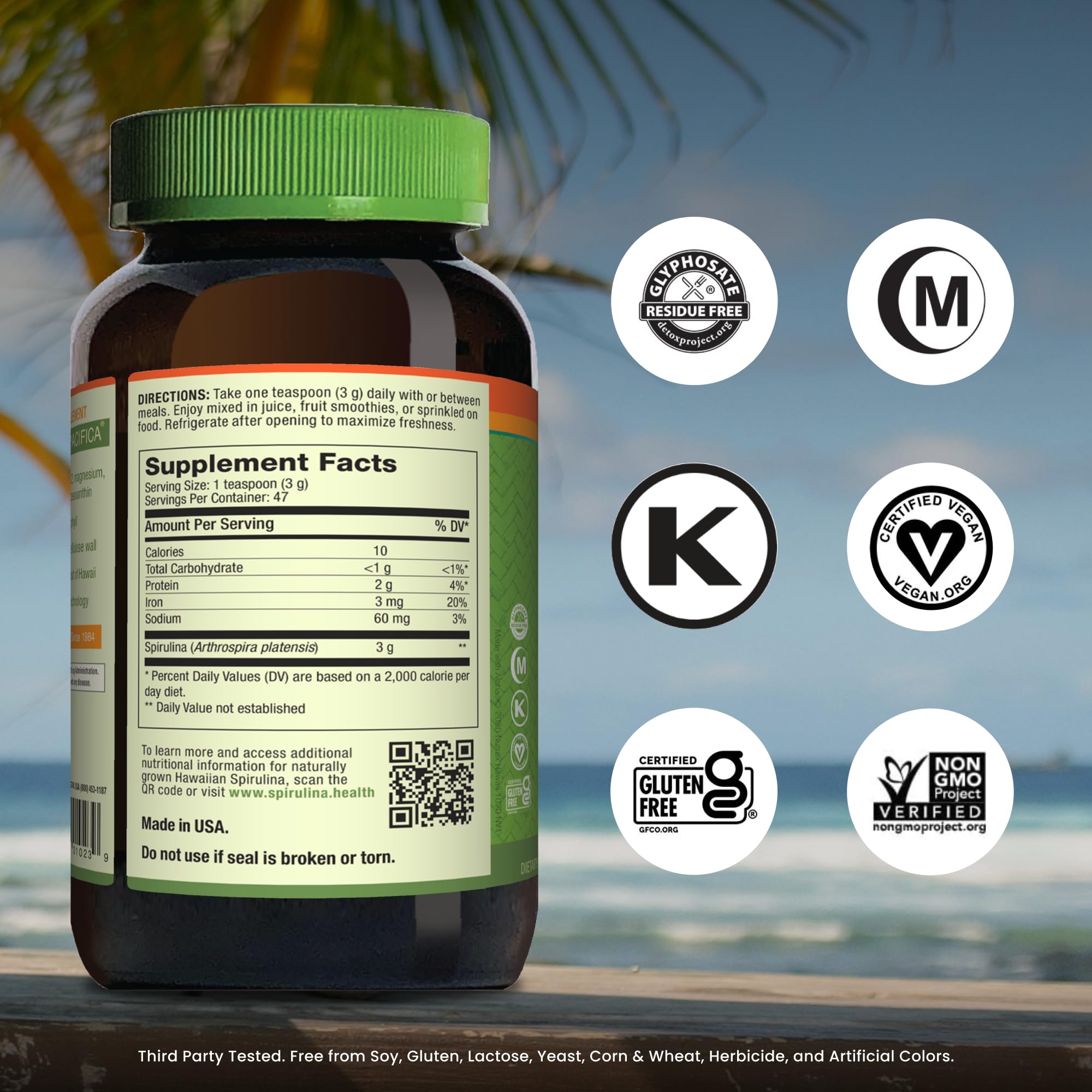 Pot Nutrex Hawaii Spiruline hawaienne, pur et sans OGM.