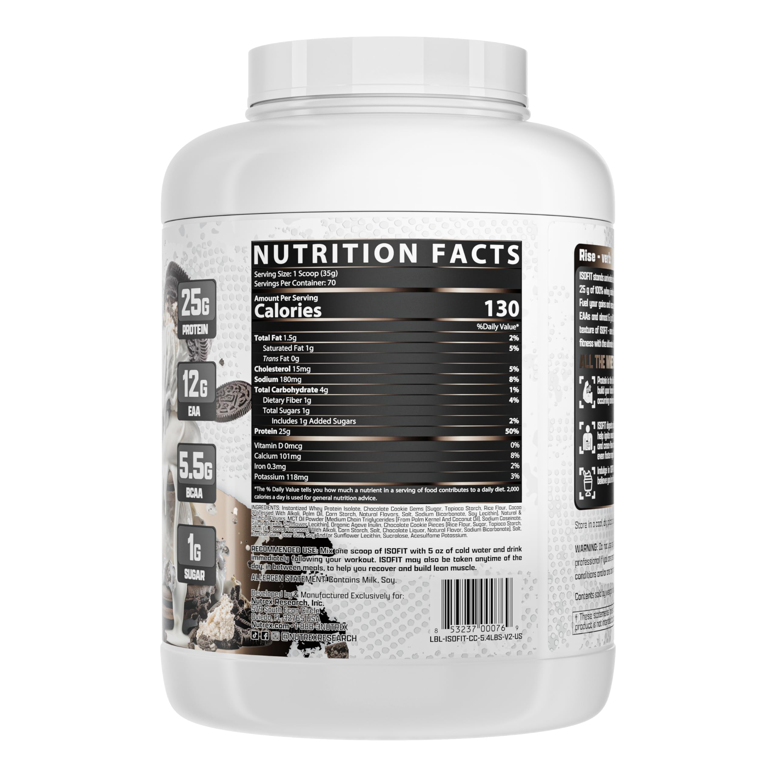 Profil calorique bas de Nutrex IsoFit pour un régime maigre.