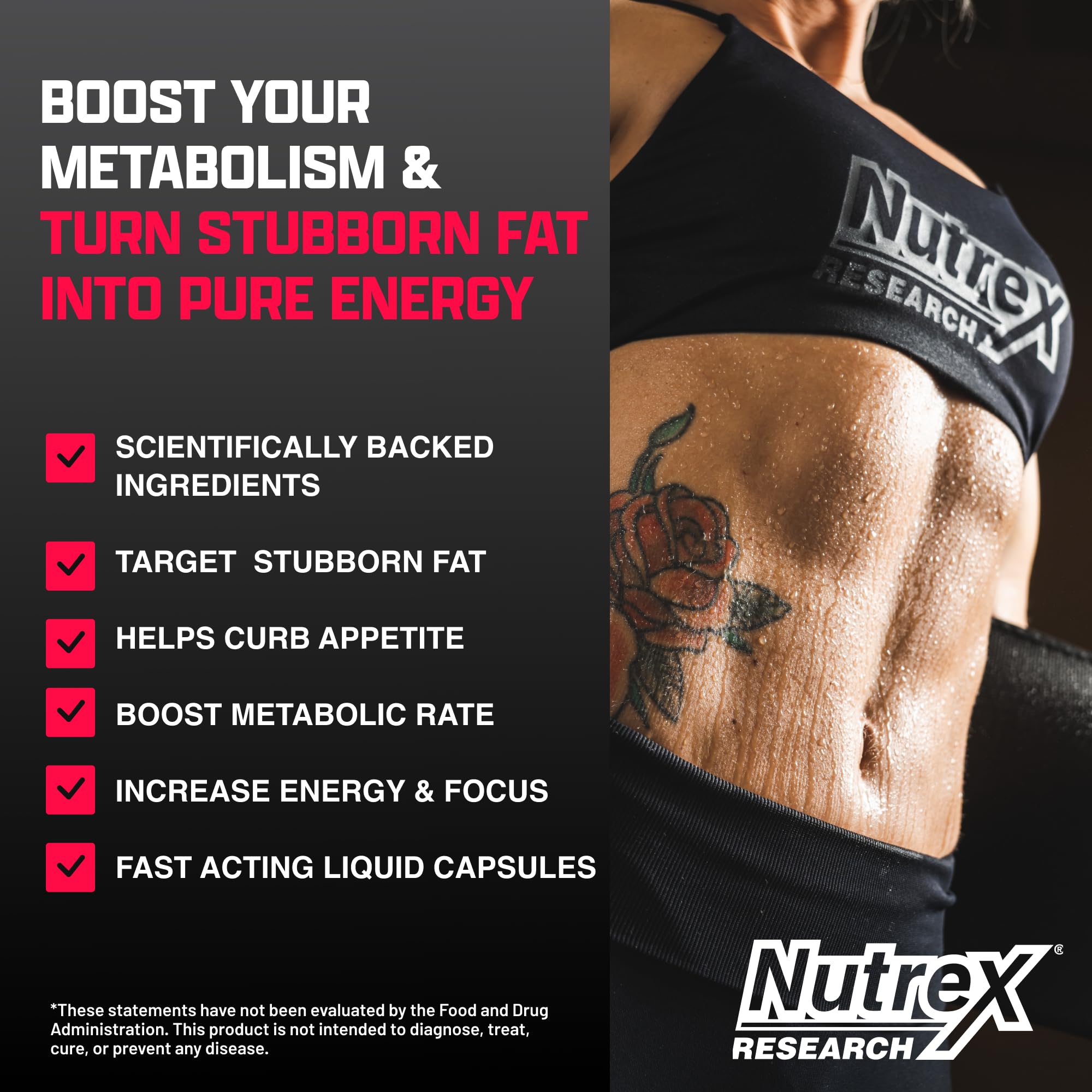 Nutrex Lipo-6 Black Max, avant-entraînement, énergie concentrée et focus accru.
