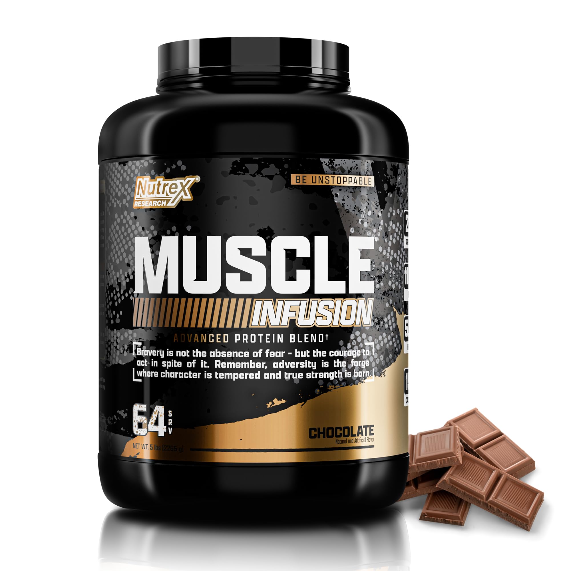 Nutrex Muscle Infusion poudre chocolat, shake délicieux riche en protéines.