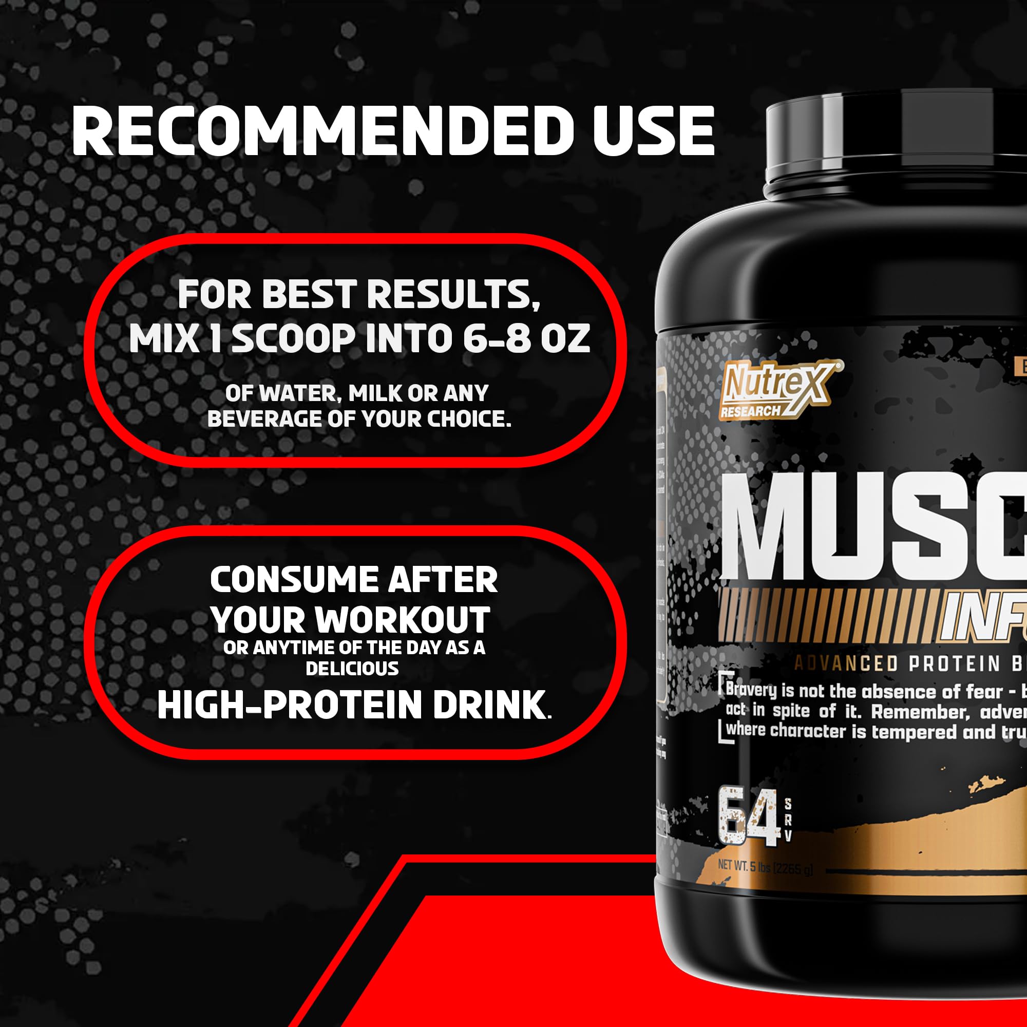 Nutrex Muscle Infusion verre-preparation, texture lisse et goût chocolat apprécié.