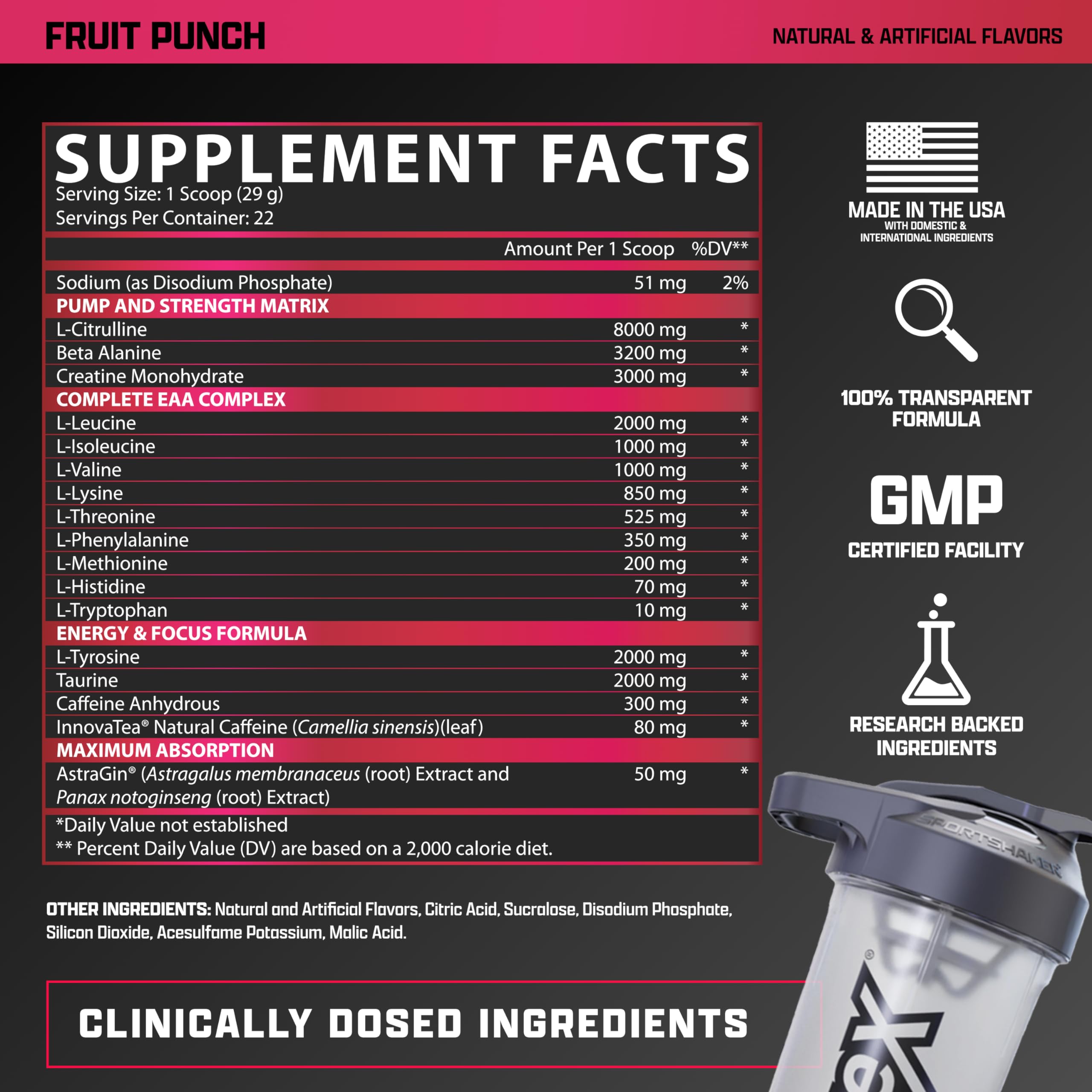 Nutrex Outlift ingrédients clés, créatine et citrulline, pour des entraînements plus intenses.