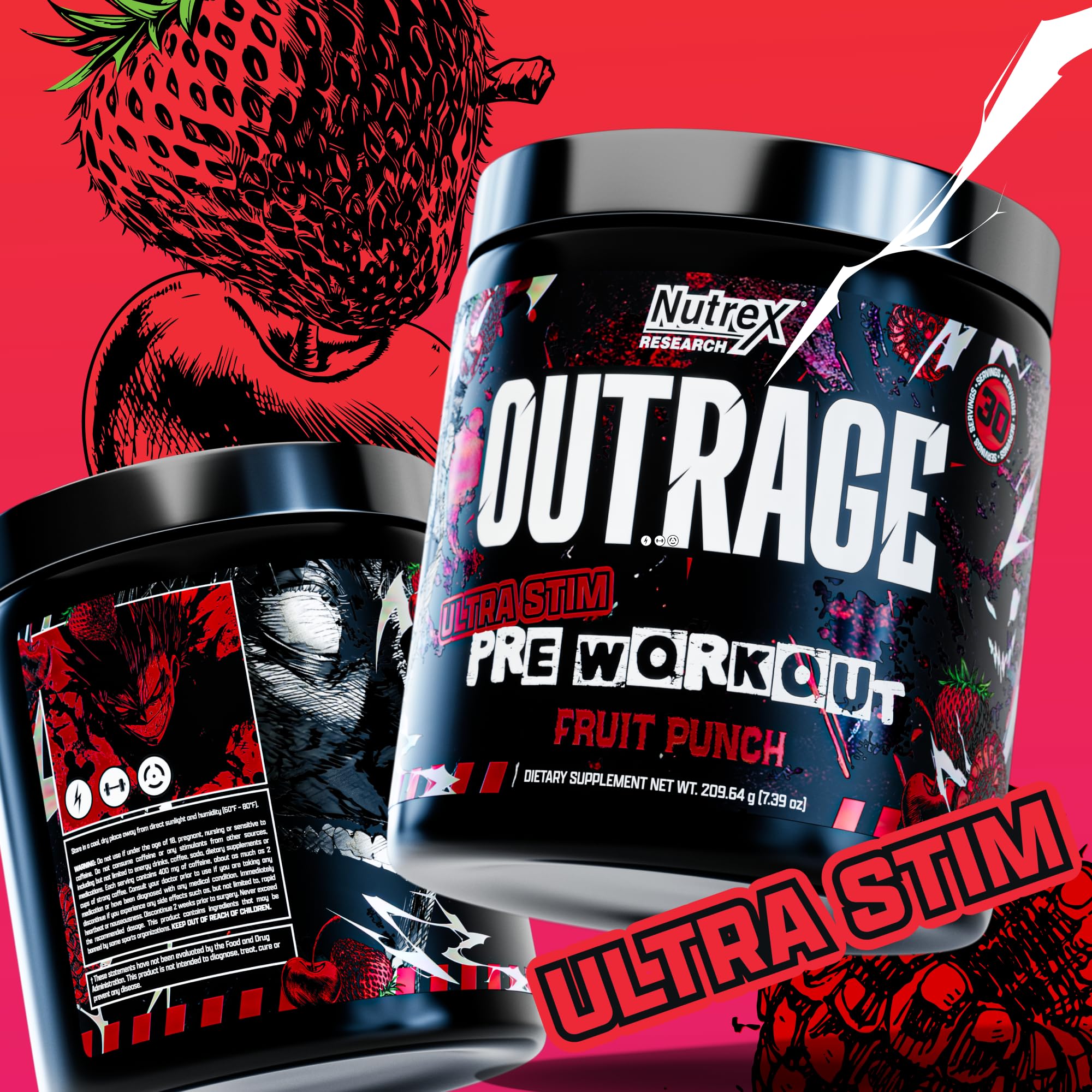 Nutrex Outrage énergie durable pour des entraînements plus intenses et soutenus.