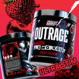Nutrex Outrage énergie durable pour des entraînements plus intenses et soutenus.