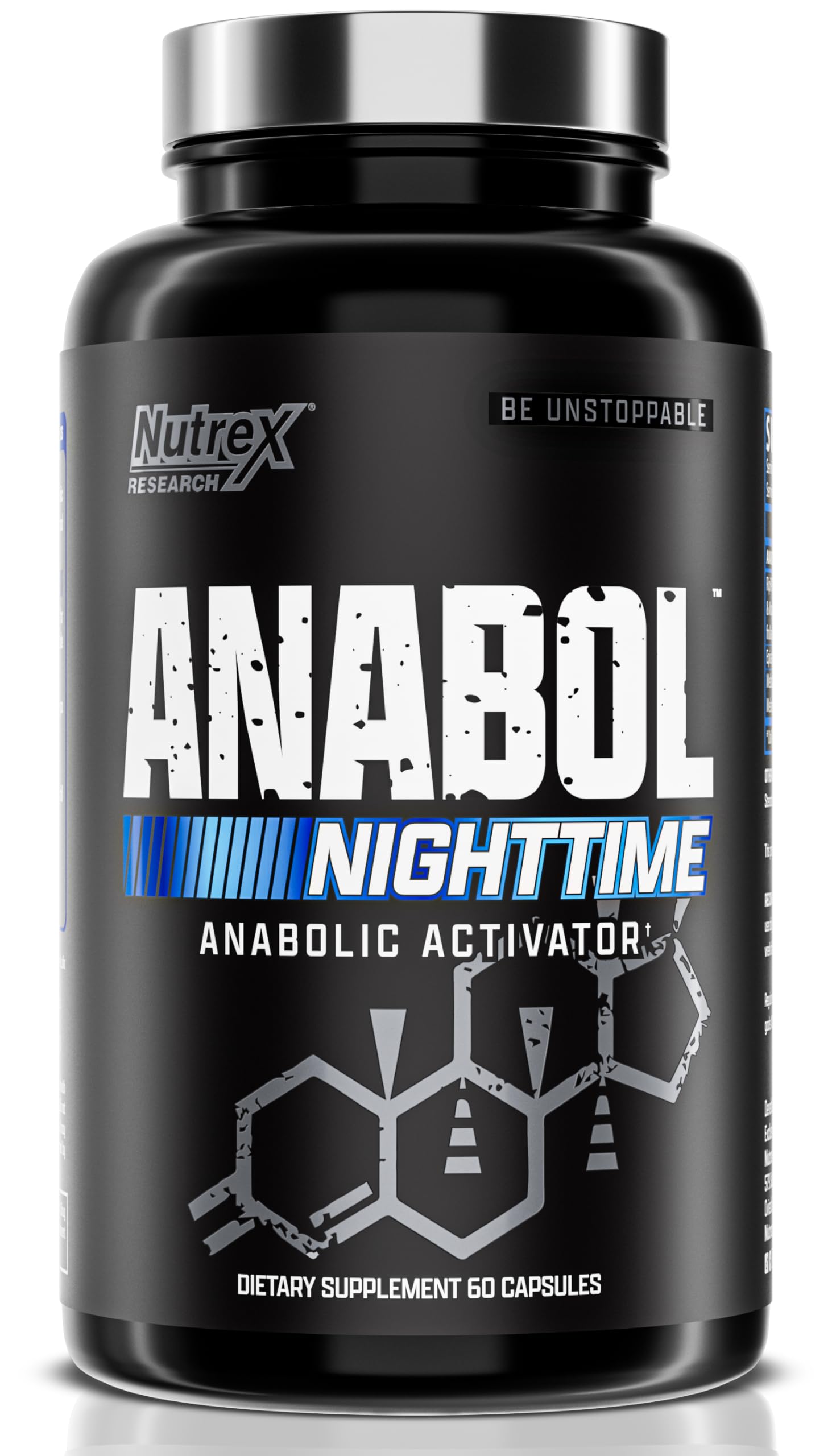 Nutrex Research Anabol PM boîte visible, suggérant récupération et sommeil réparateur.